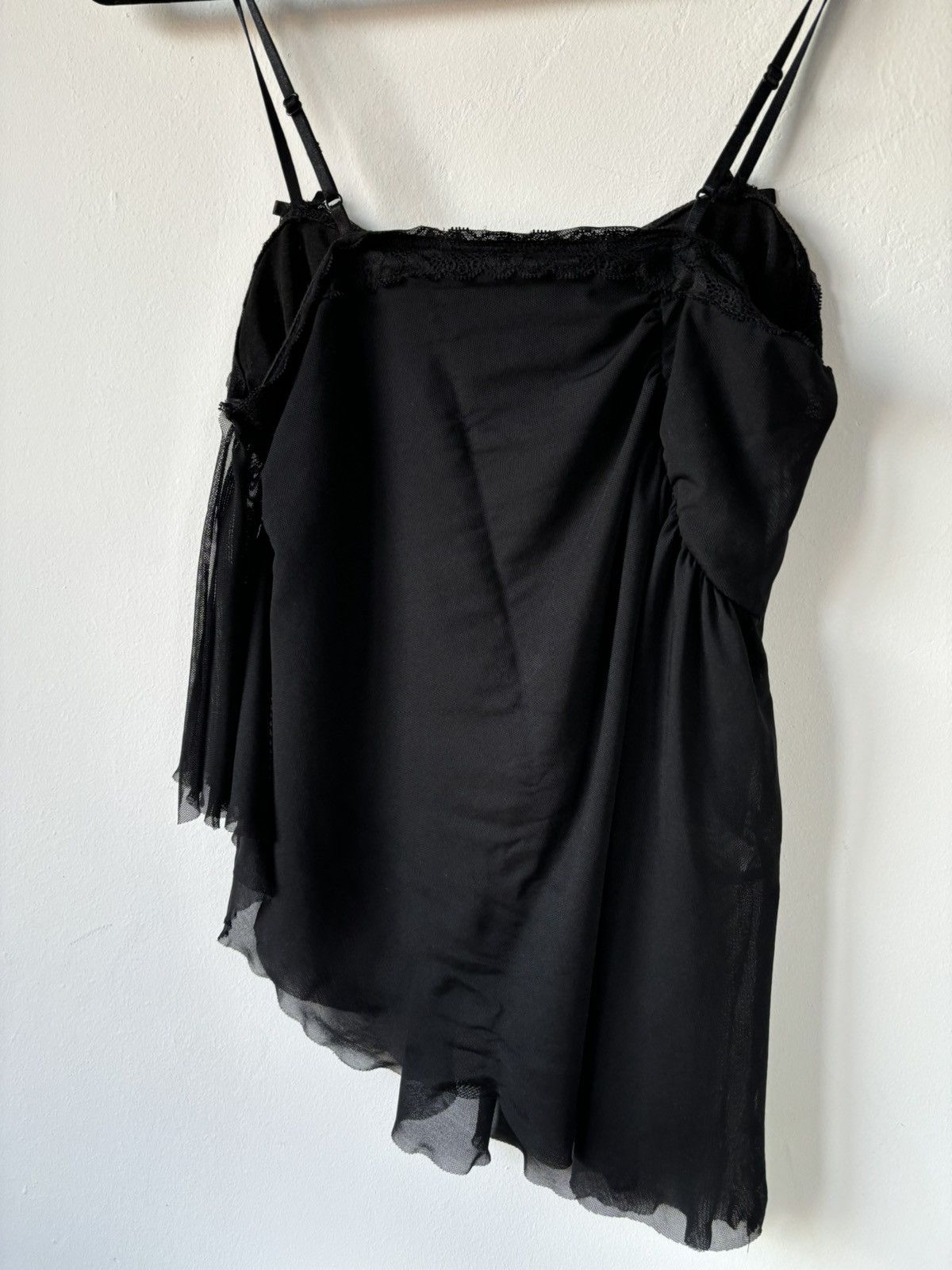 Urban Outfitters × Vintage Asymmetrical Light Before Dark Black Mesh Top Size M / US 6-8 / IT 42-44 - 4 Thumbnail