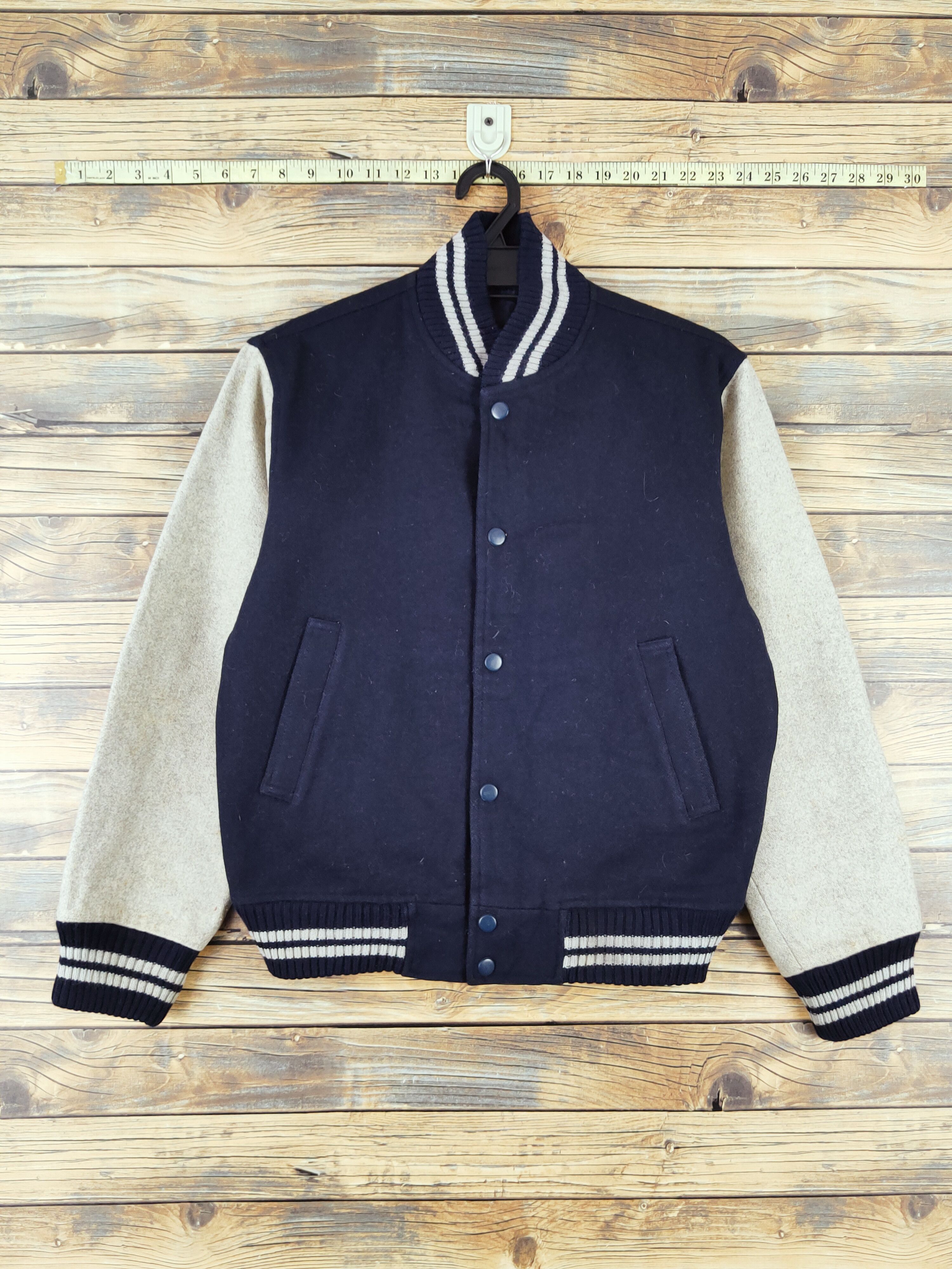 GQ × Vintage GQ Navy Gray Varsity Jackets #W985 Size US S / EU 44-46 / 1 - 1 Thumbnail