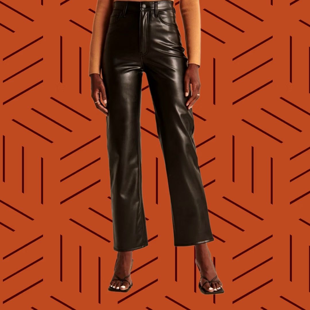 Abercrombie & Fitch Abercrombie & Fitch Vegan Leather Pants 25 Short Ultra High Rise Straight Size 42" / US 20 - 1 Thumbnail