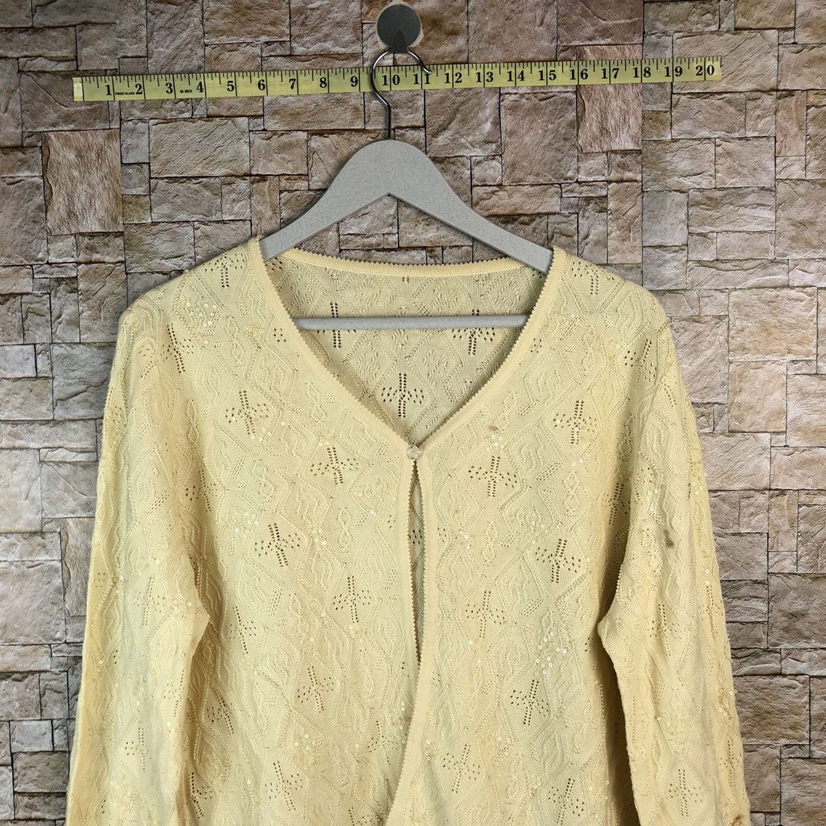 Homespun Knitwear × Japanese Brand Leilion Brown Cardigan vintage crochet Knitwear #A1202 Size M / US 6-8 / IT 42-44 - 2 Thumbnail