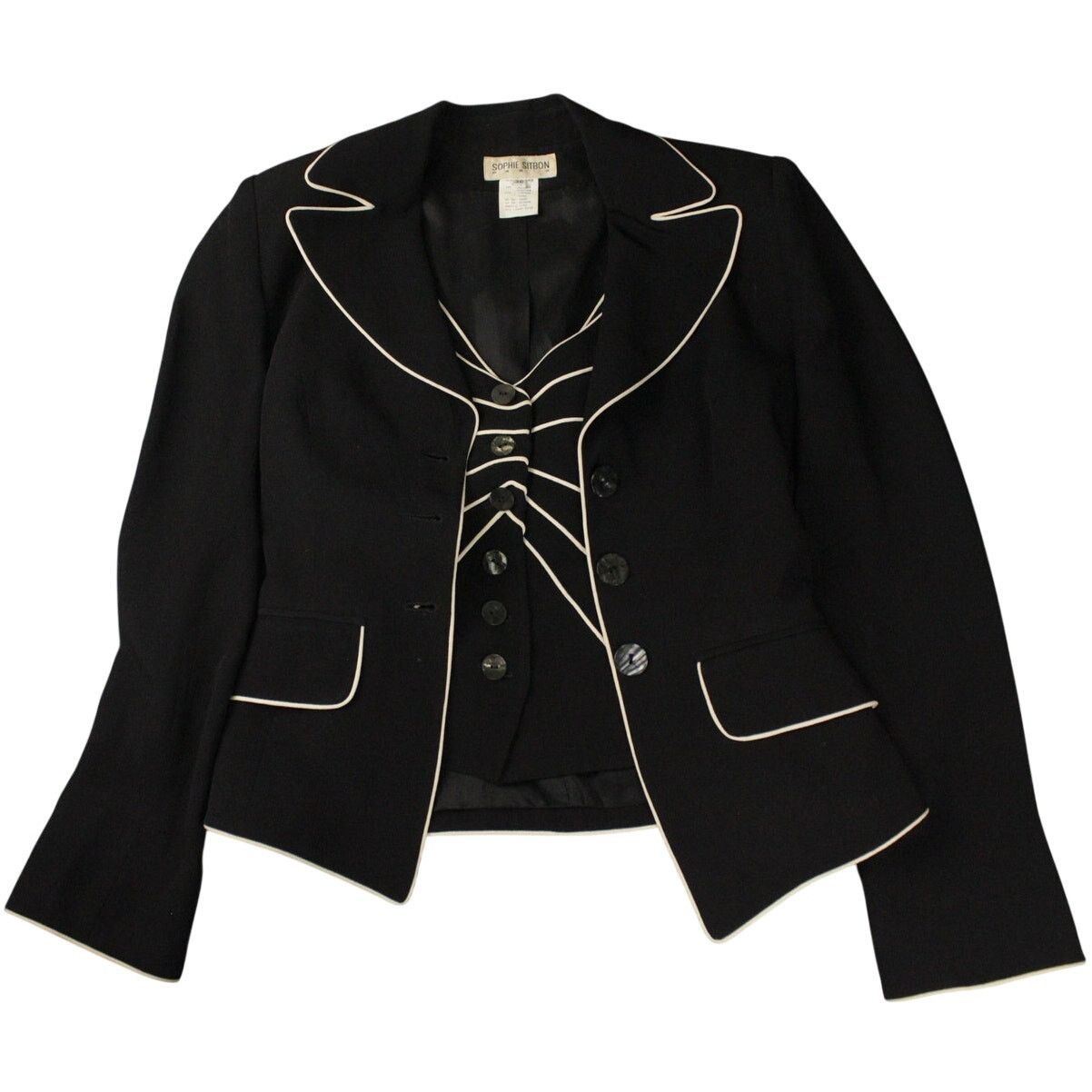 Other Sophie Sitbon Paris Women Set Blazer Vest Black Sz 36/38 Size XS / US 0-2 / IT 36-38 - 2 Thumbnail