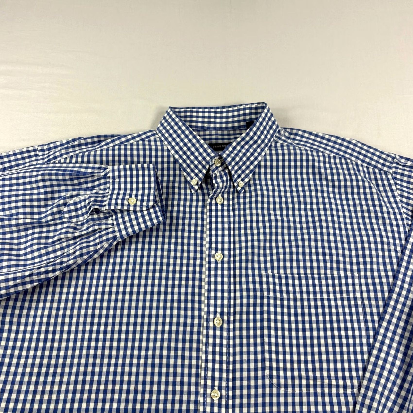 Vintage Gitman Bros Shirt Mens XL Blue Plaid Button-Up Long Sleeve Casual Formal Size 46R - 2 Thumbnail