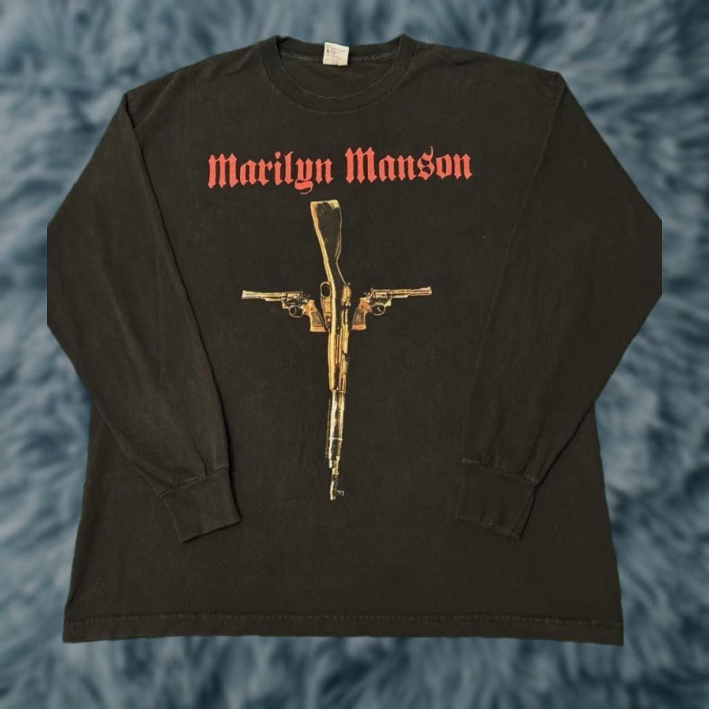 VINTAGE Marilyn Manson Love Your Guns God And Government 2000 VTG Shirt Mens XL