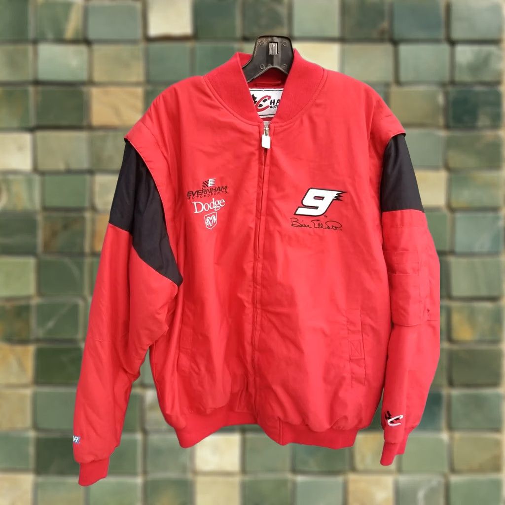 Chase Authentics VTG Chase Authentics Dodge NASCAR Racing Bill Elliot 9 Men's Jacket Large Red Nylon Windbreaker 1/2 Zip Size US L / EU 52-54 / 3 - 1 Thumbnail