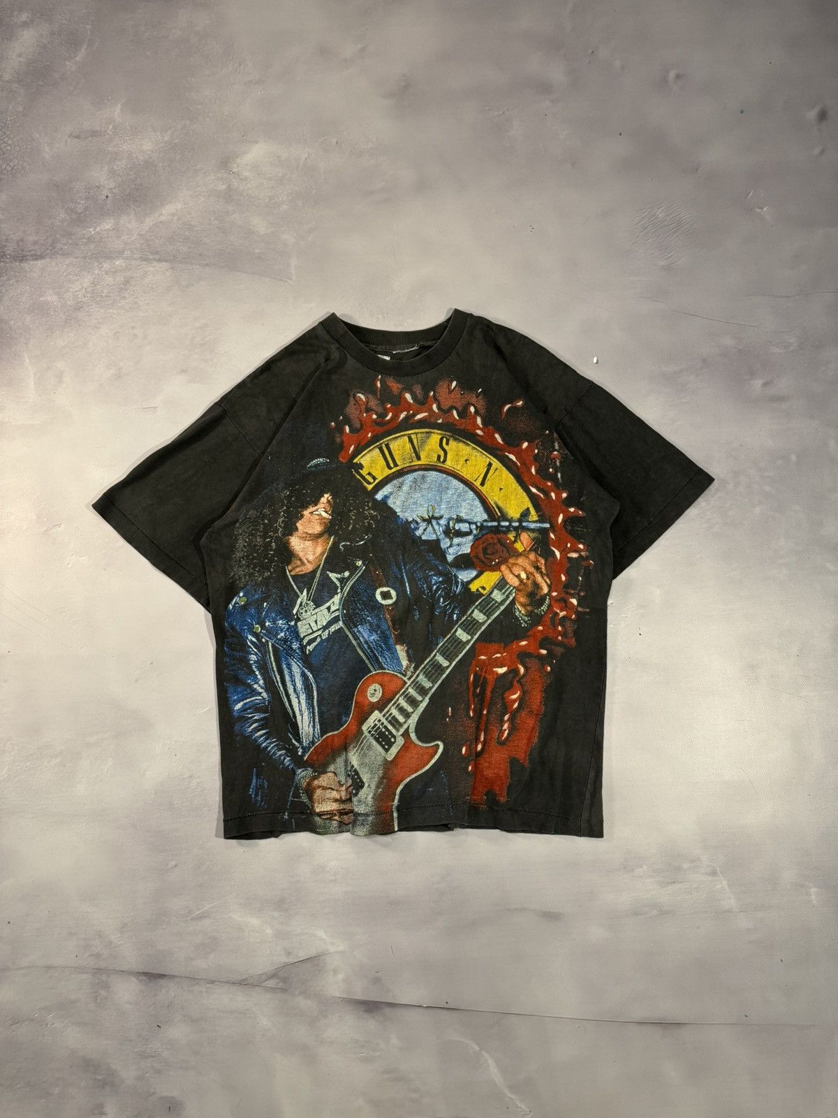 image of Band Tees x Tour Tee 1992 Aop Guns N’ Roses Use Your Illusion Tour Tee in Fade To Grey (Size Large)