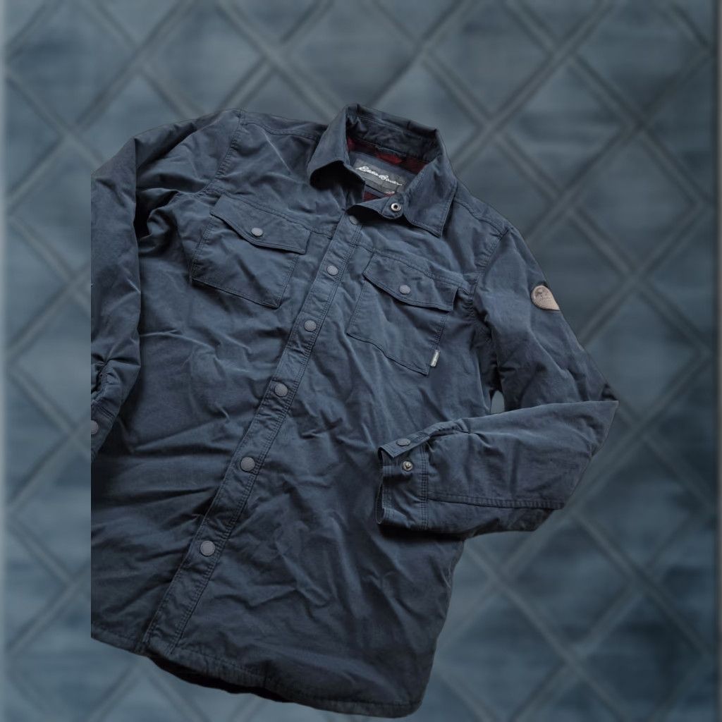 Eddie Bauer Eddie Bauer Shirt Jacket Mens M Gray Fleec Lined Shacket Snap Front Stretch Shirt Jacket Mens Gray Shacket Snap Front Lined Insulated Pockets Outdoors Size US M / EU 48-50 / 2 - 1 Thumbnail