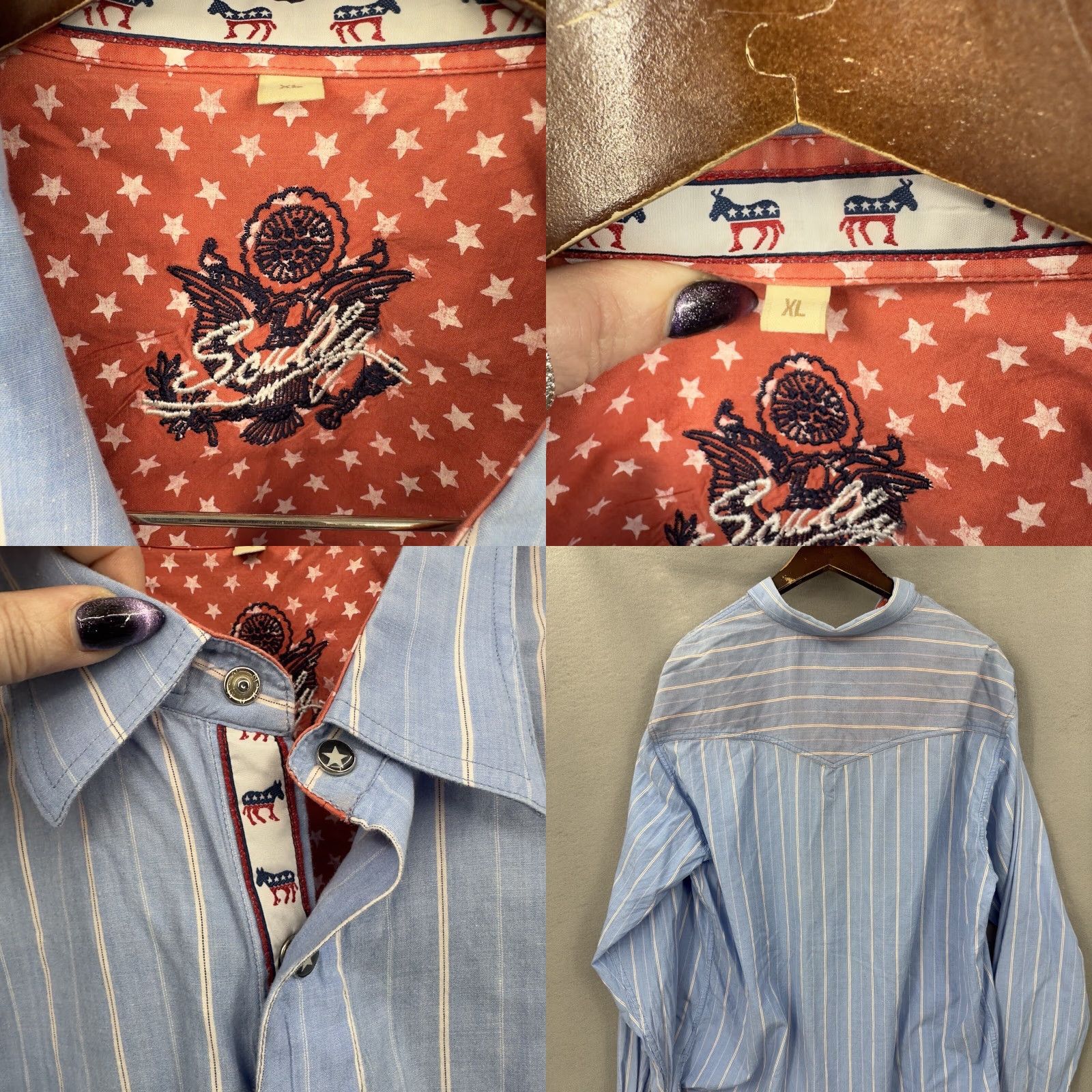 Scully VINTAGE Scully Shirt Men XL Blue Western Casual Embroidered Button-Up Cowboys Decade: 90s Mens Size US XL / EU 56 / 4 - 8 Thumbnail
