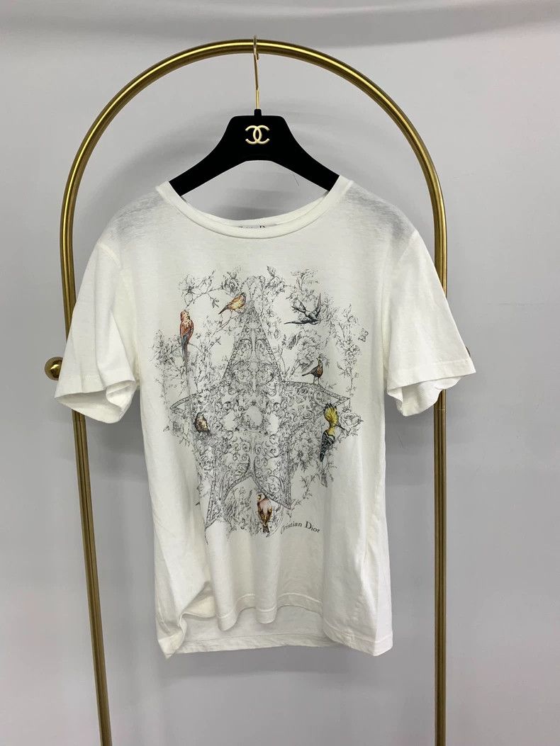 Dior Dior Limited Black and White Colorblock Floral Star Print Short-Sleeve T-Shirt - dmc Size US M / EU 48-50 / 2 - 1 Thumbnail