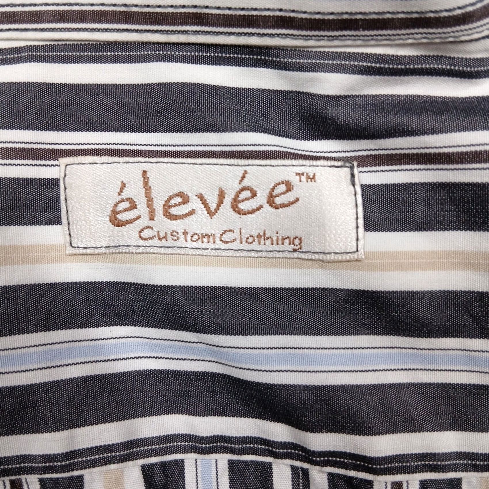 Vintage Elevee Custom Clothing Dress Shirt Mens 17.5 Long Sleeve Striped Button Down Classic Size 48R - 4 Thumbnail