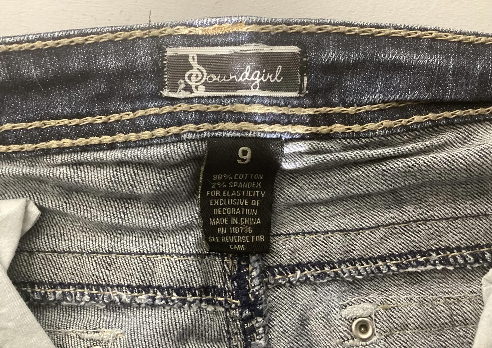 Designer Soundgirl Women's Distress Blue Embellished Jeans Size 9 Size 28" / US 6 / IT 42 - 7 Thumbnail