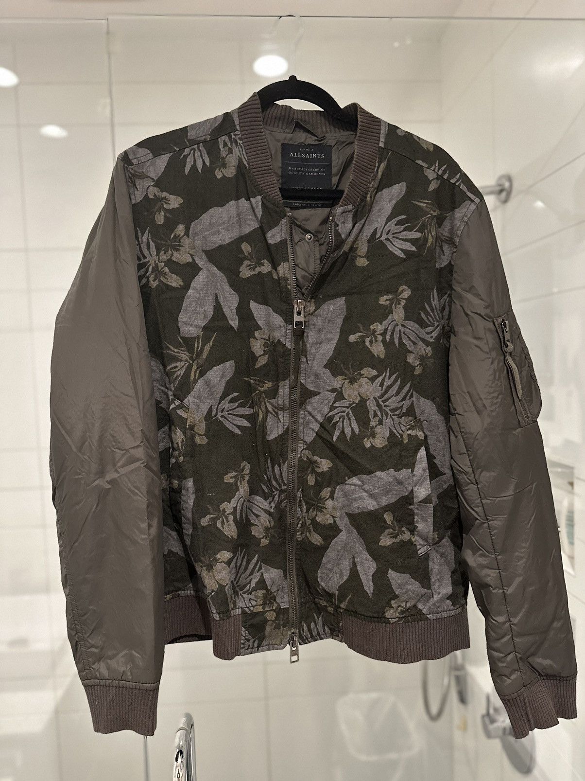 Image of Allsaints Floral Bomber Jacket in Green, Men's (Size XL)