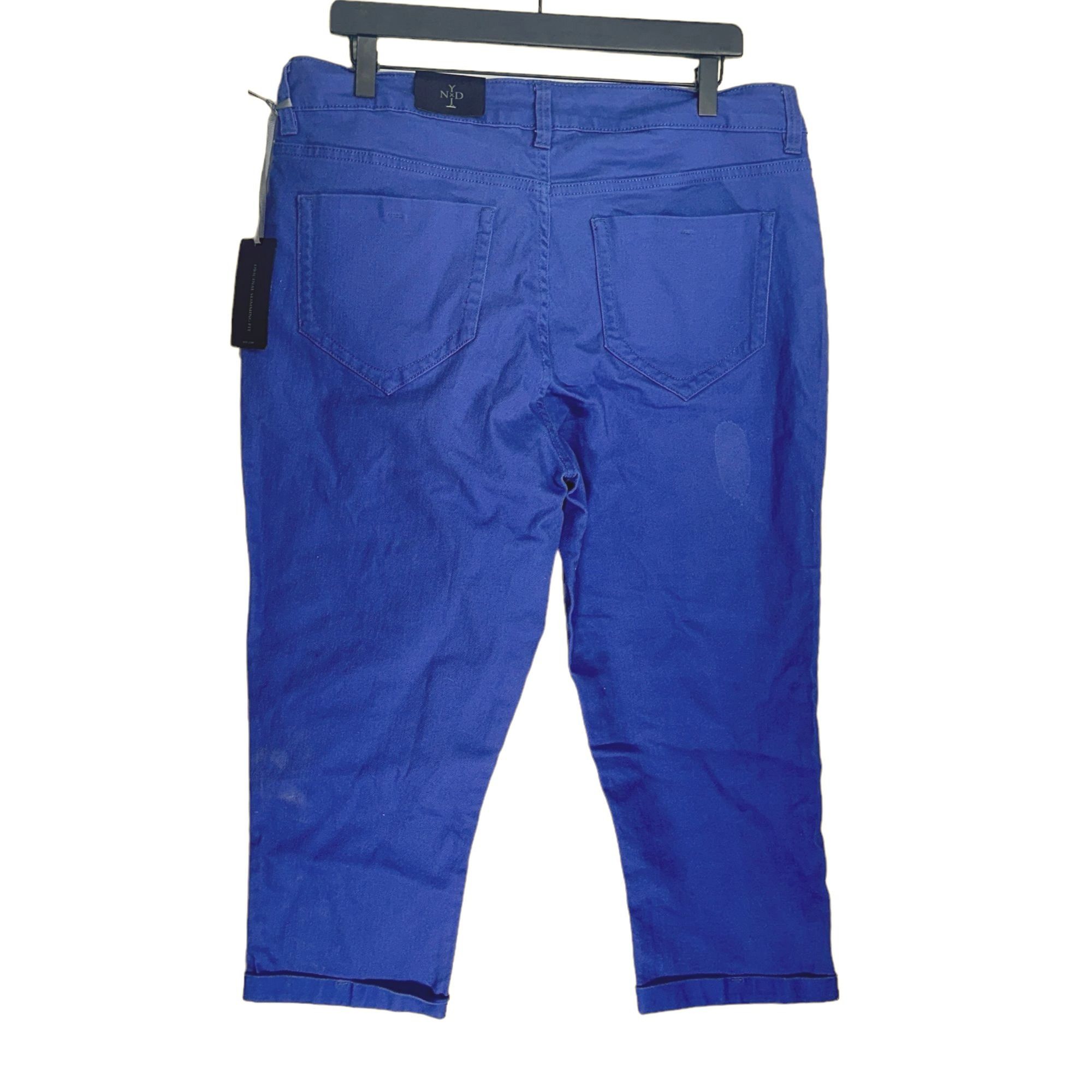 NYDJ NYDJ Women's Cotton Blue Studded Capri Jeans Size 16W Blue Size 38" / US 16 / IT 52 - 2 Thumbnail