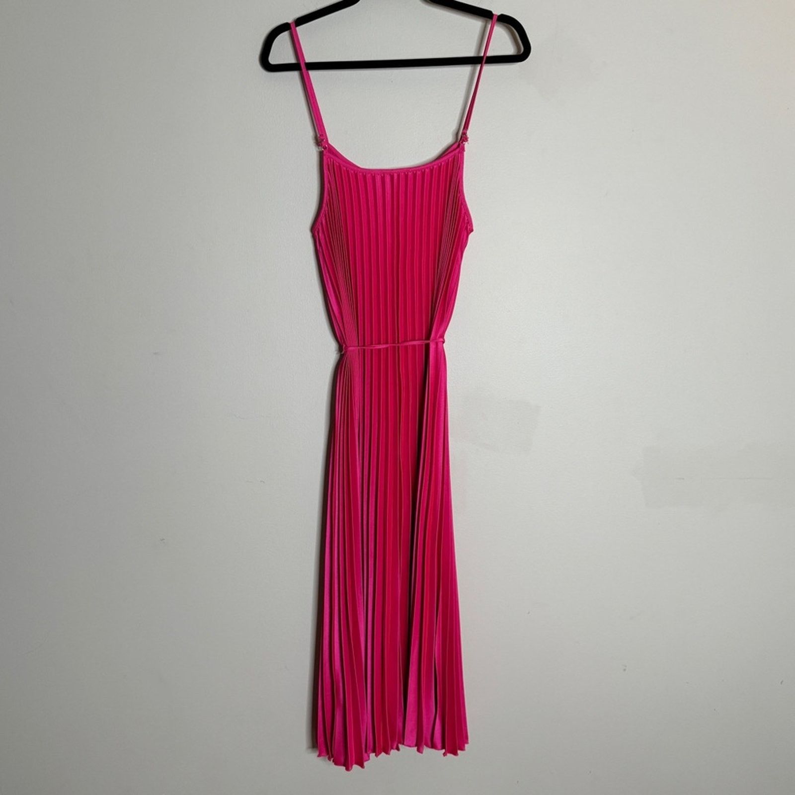 Sam Edelman Sam Edelman Hammered Satin Plissé Midi Dress Size L / US 10 / IT 46 - 4 Thumbnail