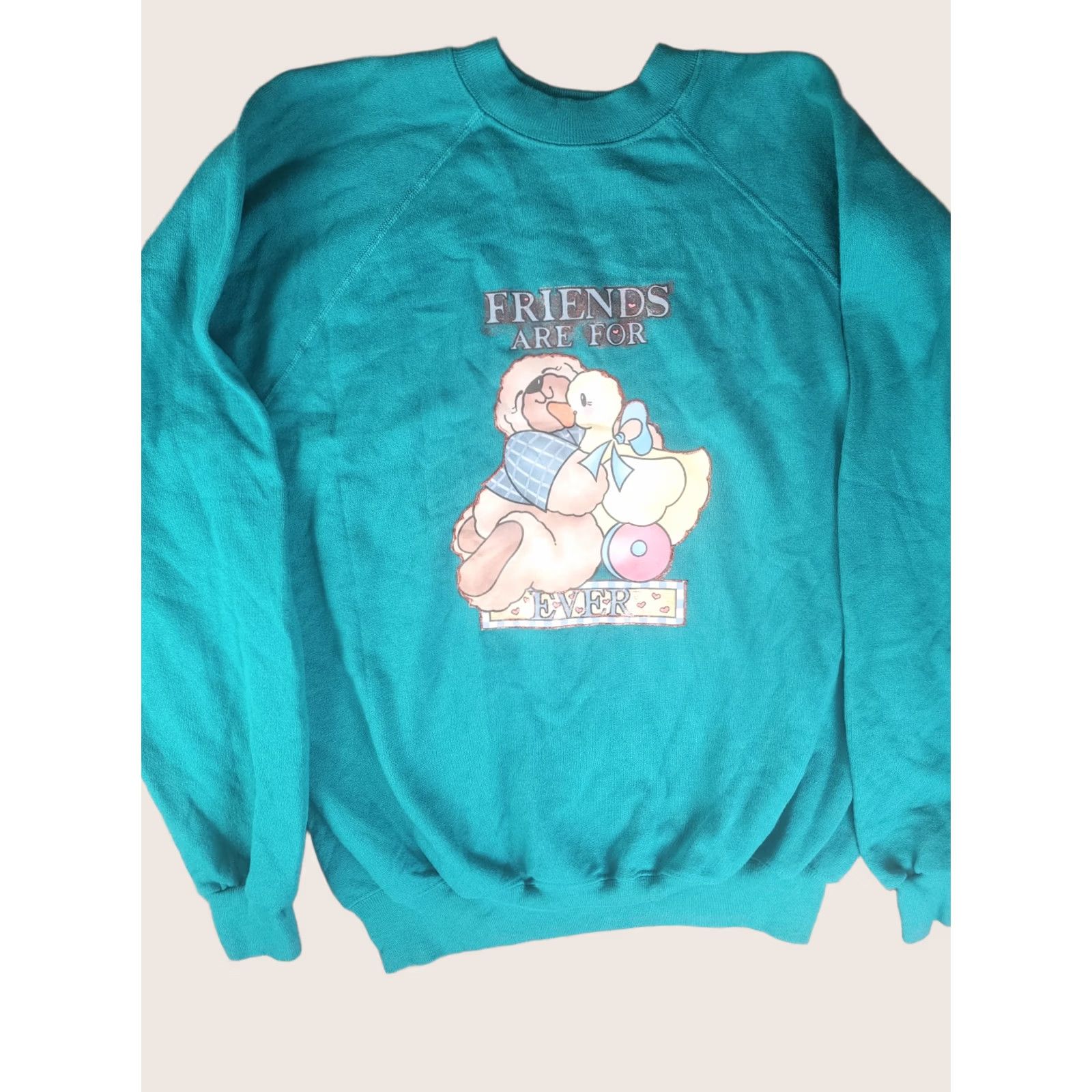 Hanes VINTAGE Hanes USA Sweatshirt Turquoise XL Men Crew Neck Long Sleeve Pullover Very Soft Friends Are Forever Size US XL / EU 56 / 4 - 1 Thumbnail