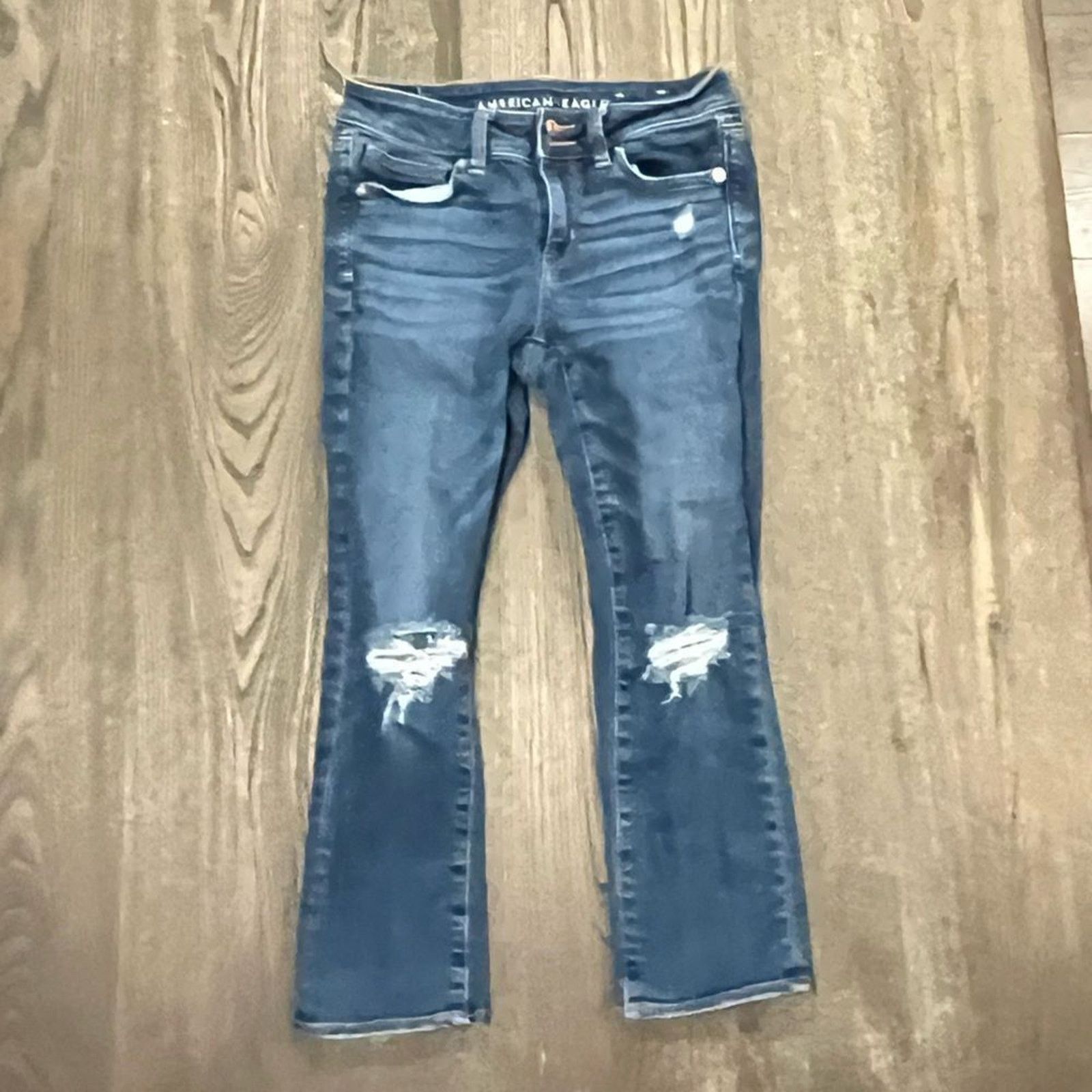 American Eagle Outfitters American Eagle Straight Jeans Super Stretch Distressed Size 27" / US 4 / IT 40 - 1 Thumbnail