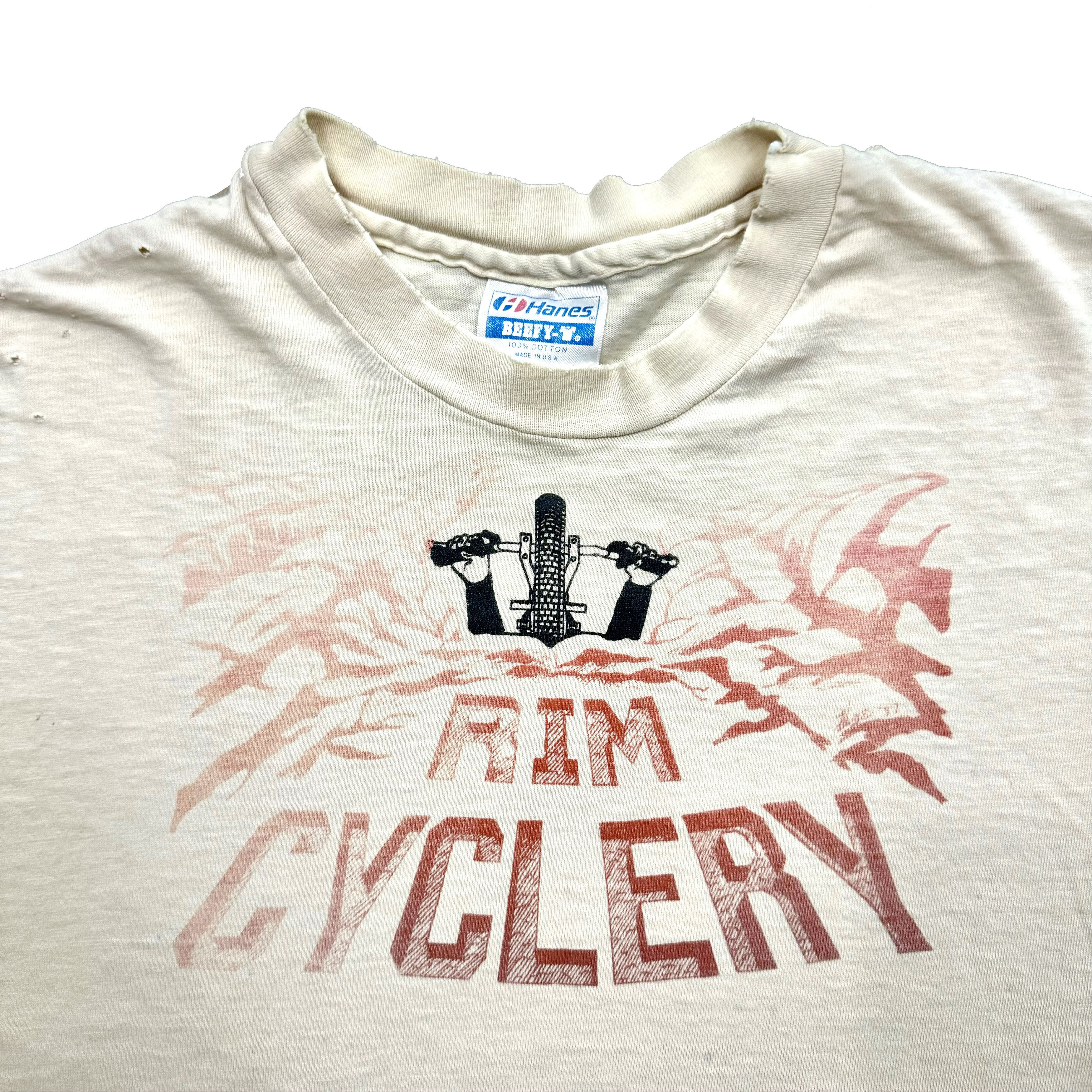 Vintage VTG 80s 90s Distressed Rim Cyclery Graphic T Shirt Biker Size US L / EU 52-54 / 3 - 2 Thumbnail