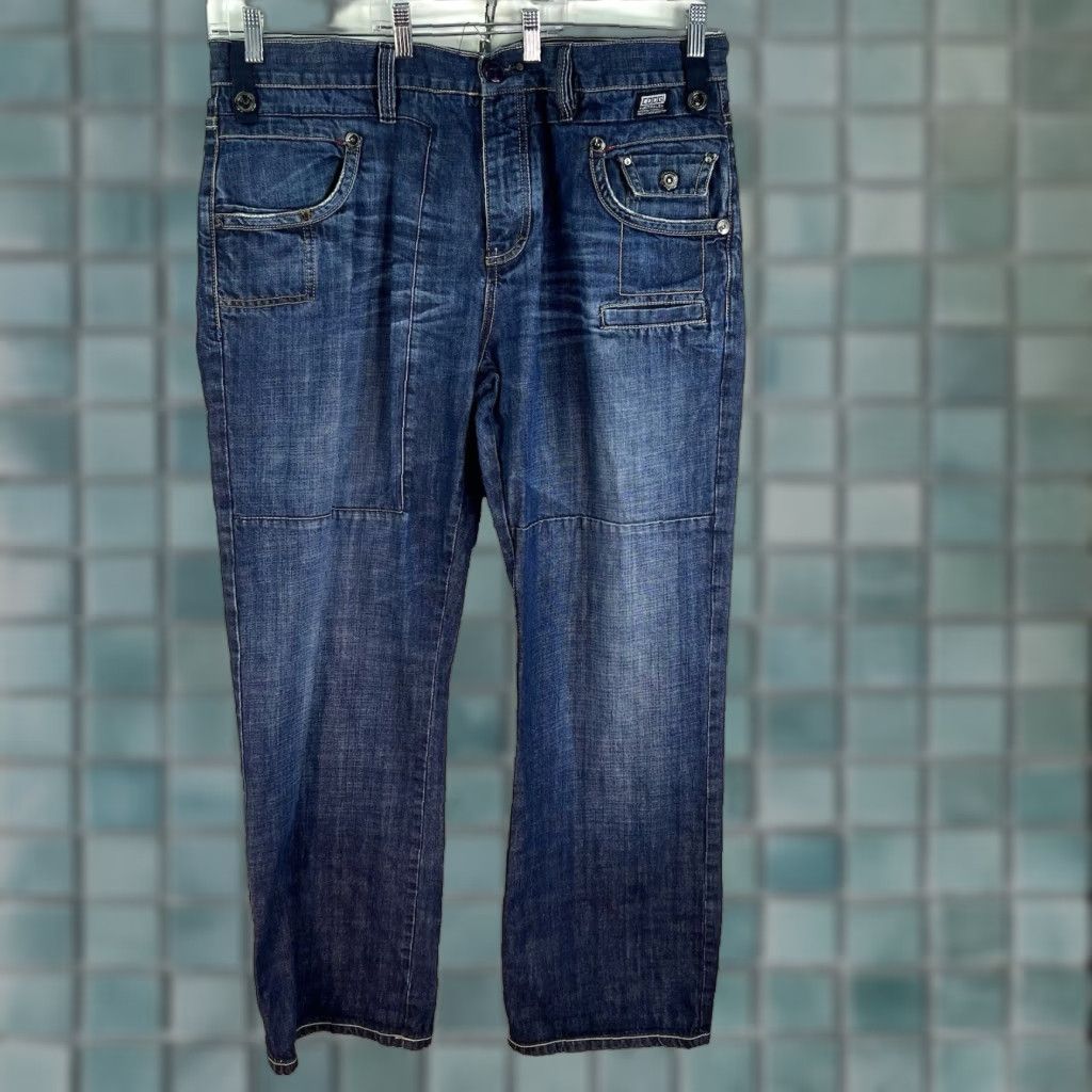 Coogi COOGI Jeans Vintage Wide-Leg Denim Mens Size 40 Blue 42x34 Hip Hop Embroidered 5-Pocket Regular Rise Pants Size US 40 / EU 56 - 1 Thumbnail