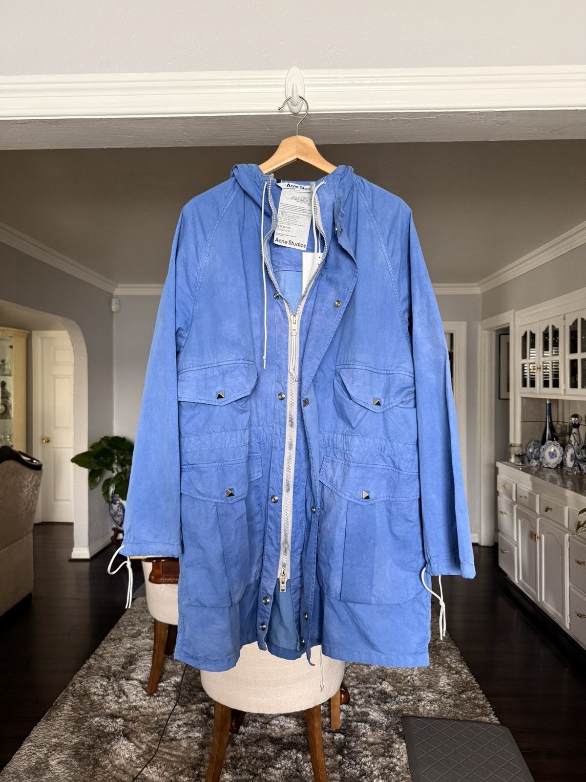 Acne Studios Acne Studios Hooded Parka in Washed Sky Blue Size US L / EU 52-54 / 3 - 1 Thumbnail