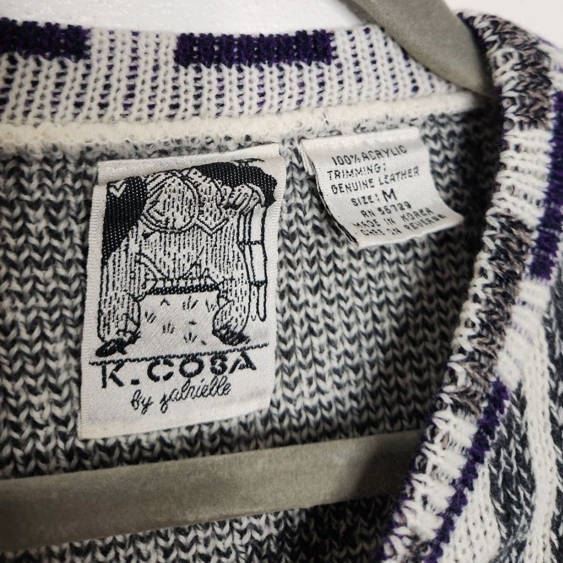 Vintage VINTAGE K. Cosa Sweater Art Abstract Leather Italian Grunge Boxy VTG 80s 90s Size US M / EU 48-50 / 2 - 5 Thumbnail