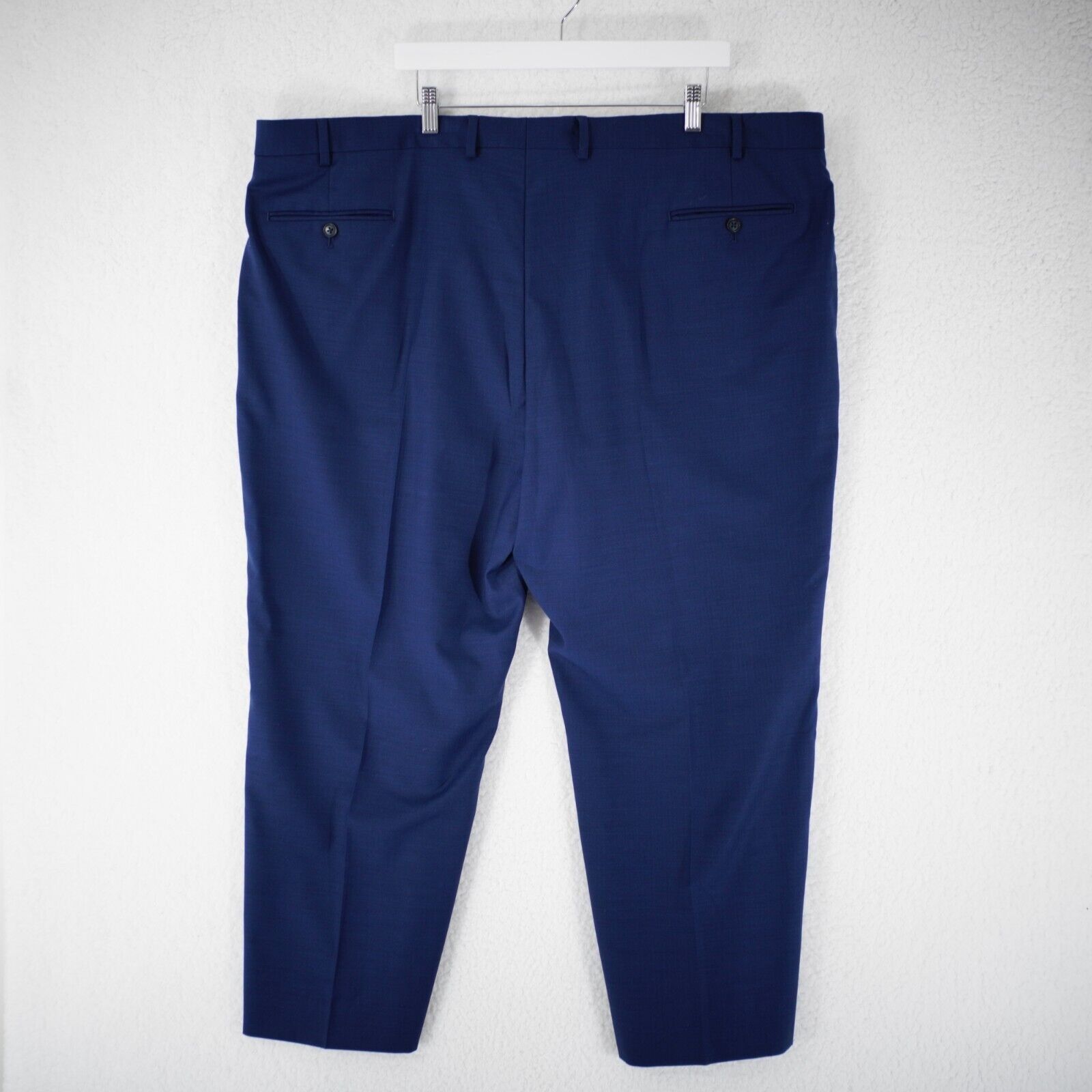 Pronto Uomo Pronto Uomo Wool Polyester Spandex Blue Herringbone Flat Fro Size 48S - 3 Thumbnail