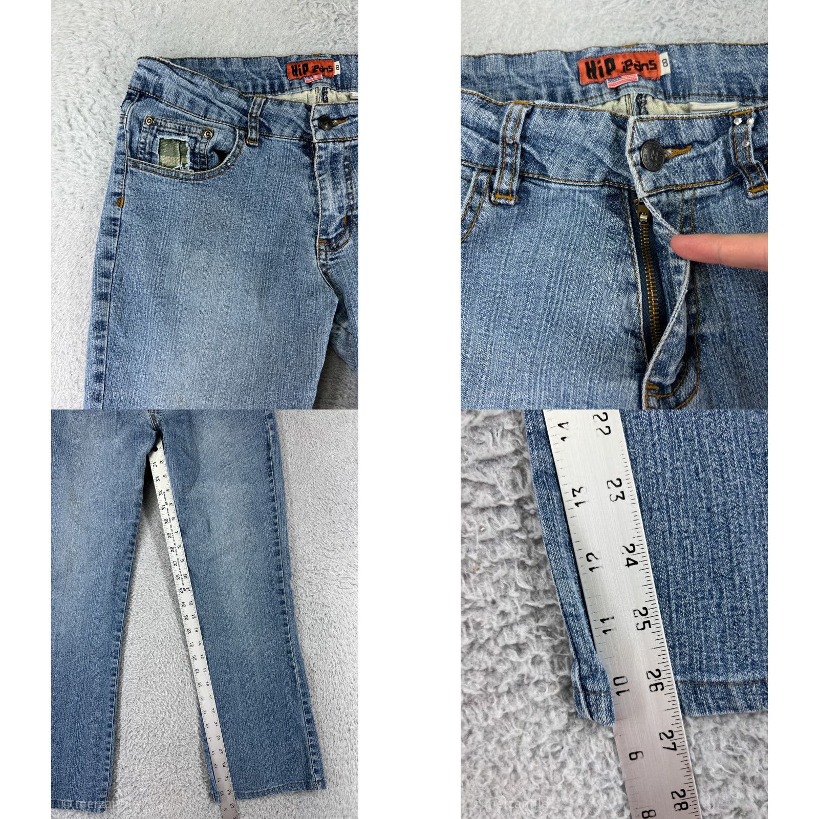 Vintage Hip Jeans Womens Jeans Bootcut 27 Blue Denim Camouflage Patch Embellished Distressed Size 27" / US 4 / IT 40 - 8 Thumbnail