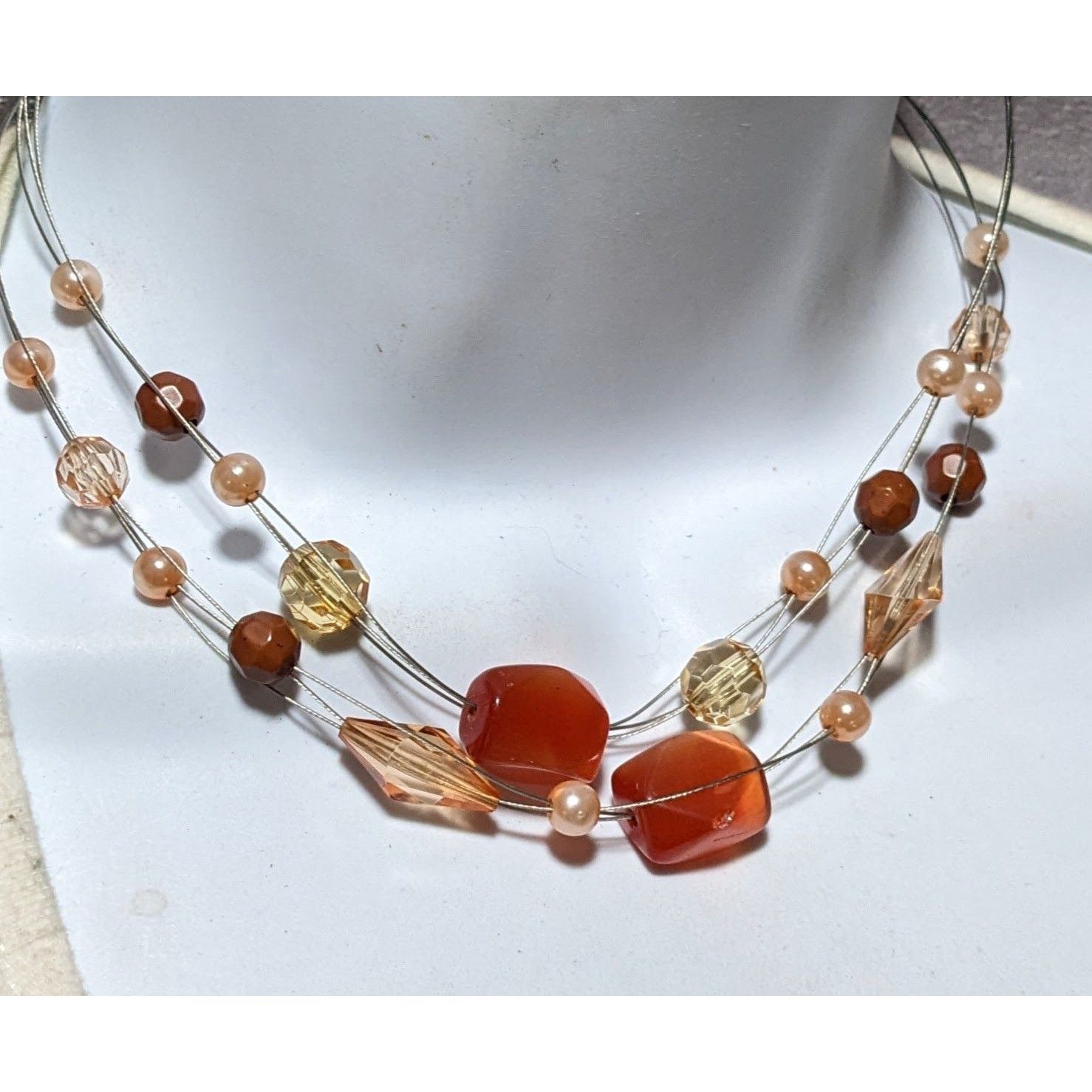 Other Orange Multilayer Glass Beaded Necklace Size ONE SIZE - 6 Thumbnail