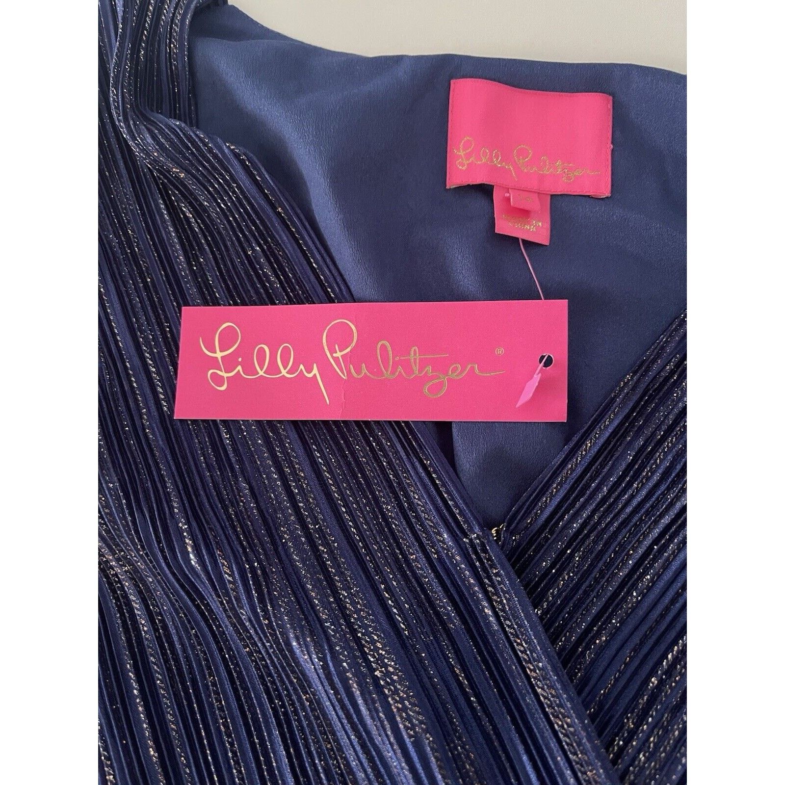 Lilly Pulitzer Lilly Pulitzer Jessamie Dress Low Tide Navy Crinkle Sz 14 Size XL / US 12-14 / IT 48-50 - 12 Thumbnail