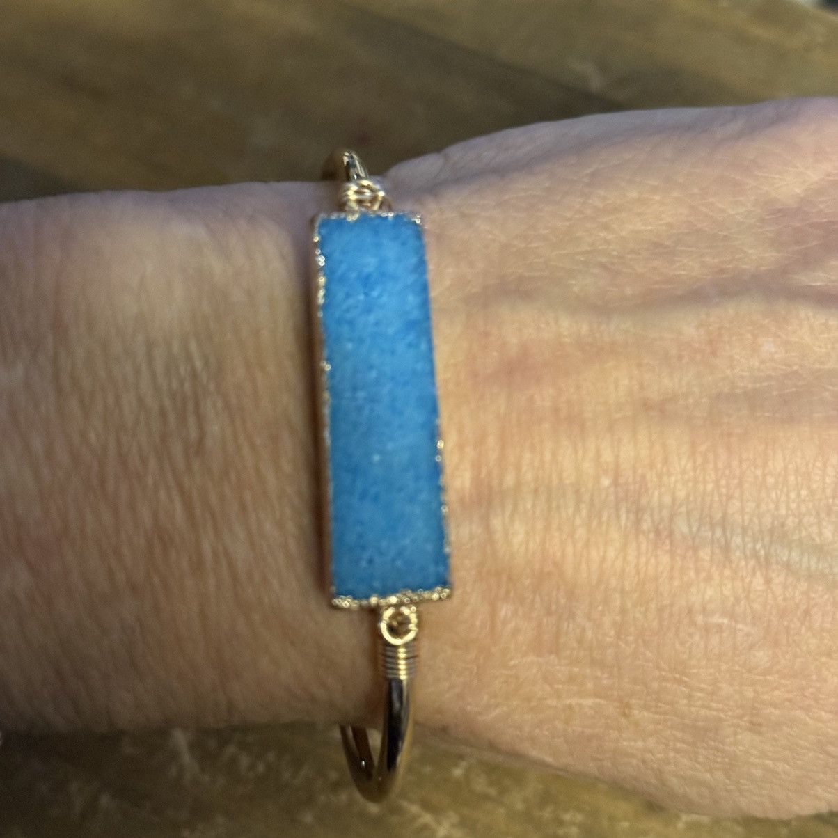Other Gold tone blue druzy cuff bangle bracelet Size ONE SIZE - 2 Thumbnail