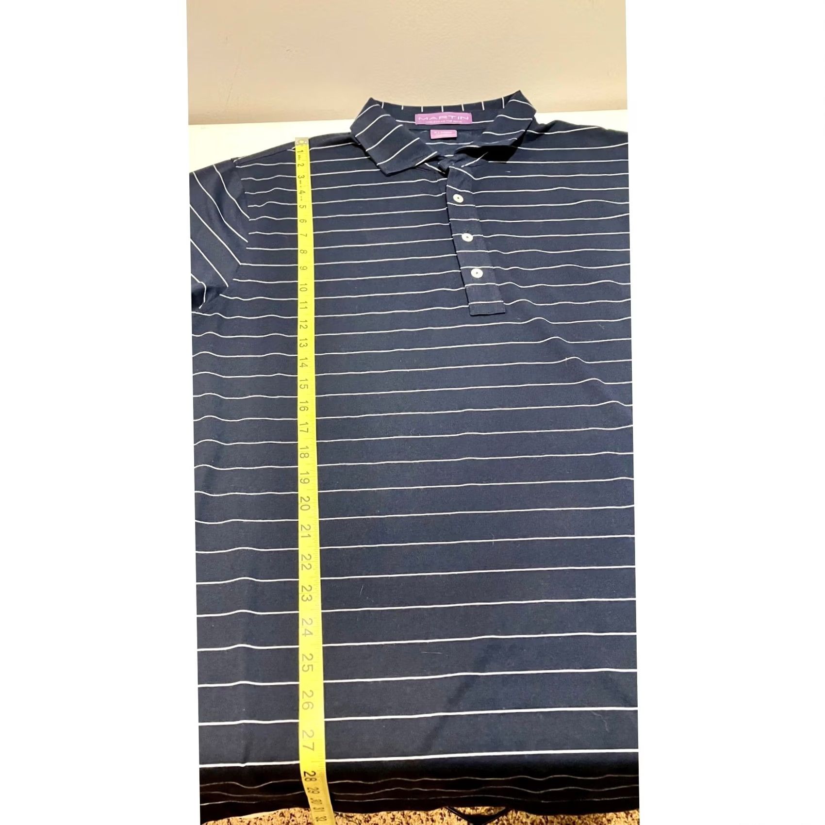 Vintage VINTAGE Martin Golf Performance Short Sleeve Polo Shirt Blue & White Stripe Mens XL Size US XL / EU 56 / 4 - 7 Thumbnail