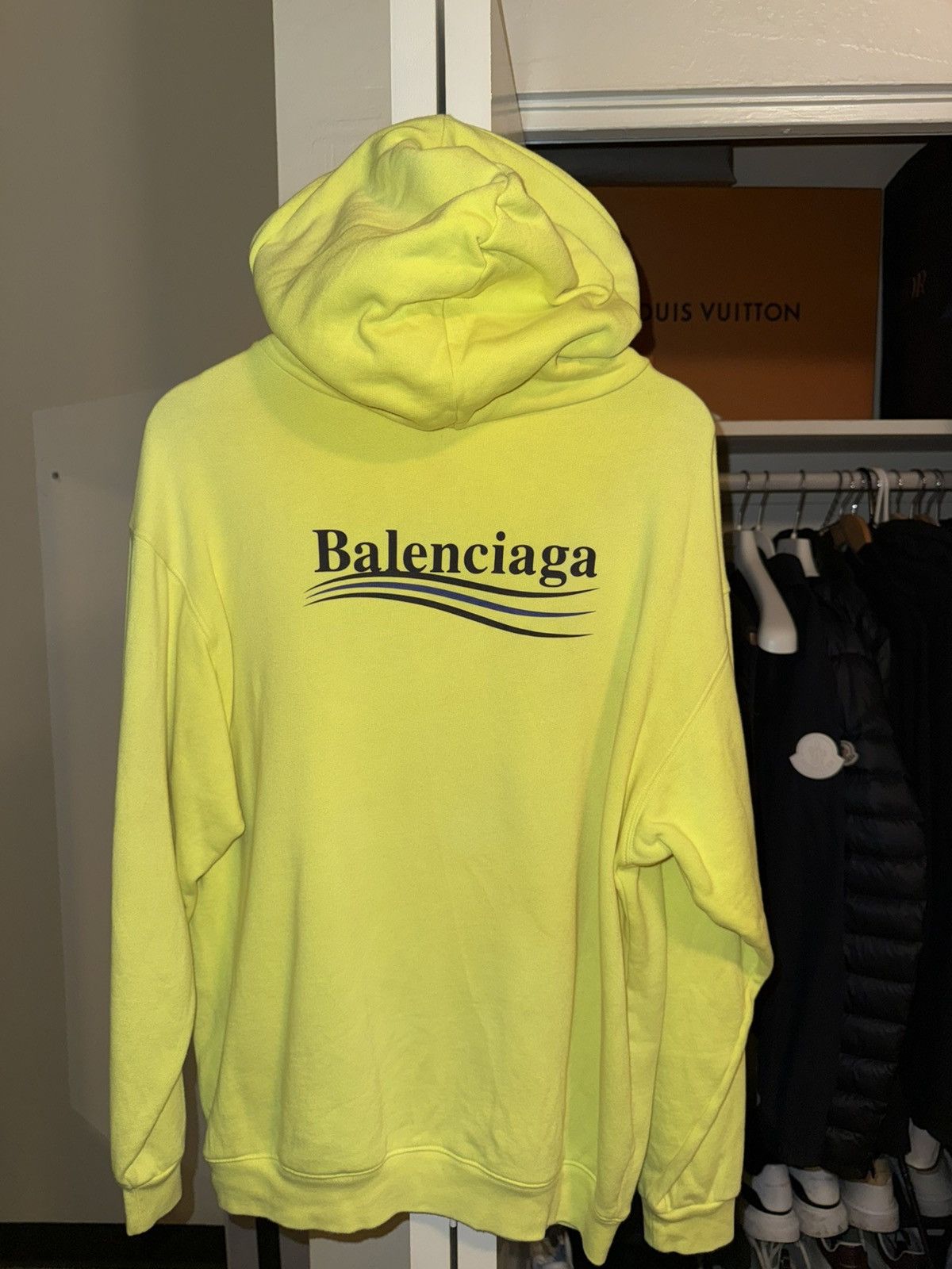 Balenciaga Balenciaga Political Campaign Logo Hoodie: Fluo Yellow/Black Size US S / EU 44-46 / 1 - 1 Thumbnail