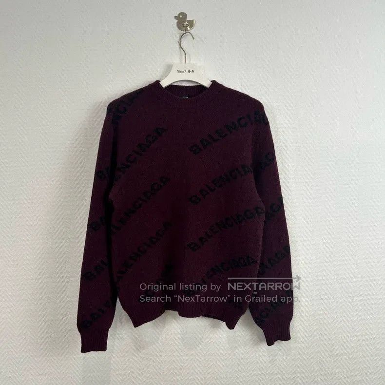 Balenciaga Balenciaga Printed Logo Knitted Sweater Size US S / EU 44-46 / 1 - 1 Thumbnail