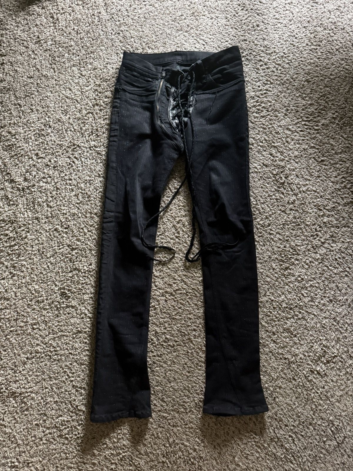 If Six Was Nine If Six Was Nine Black Pinstripe Lace-Up Sera sbcm Denim Size US 29 - 7 Thumbnail