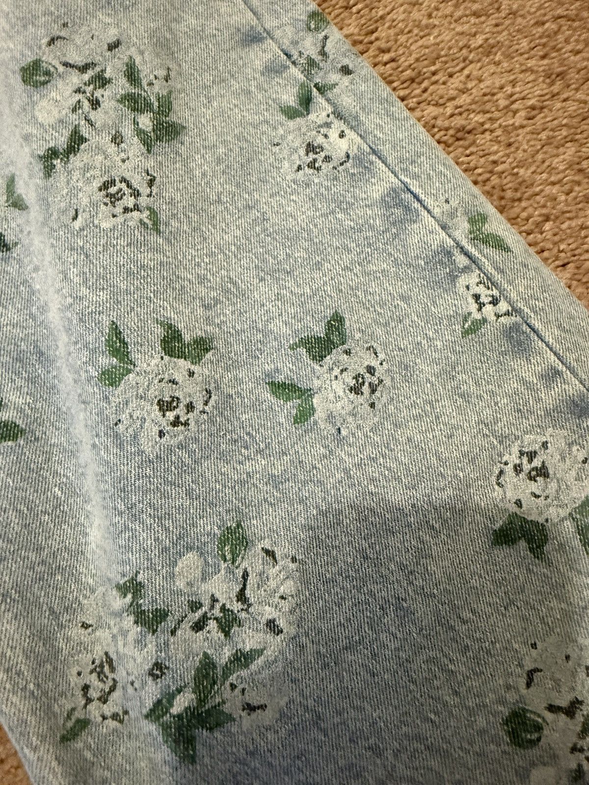 Vintage Blue denim floral jeans Size US 31 - 3 Thumbnail