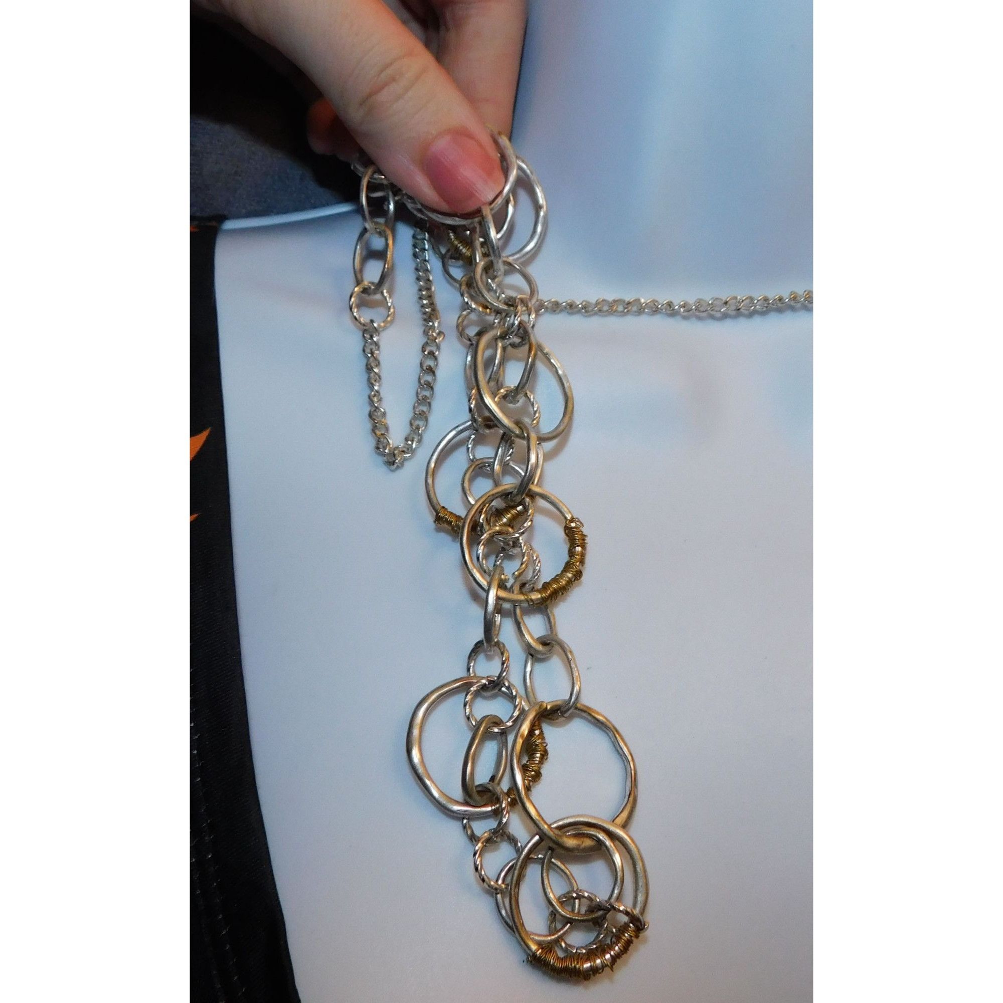 Other Wrapped Circle Geometric Silver And Gold Tone Link Necklace Size ONE SIZE - 3 Thumbnail