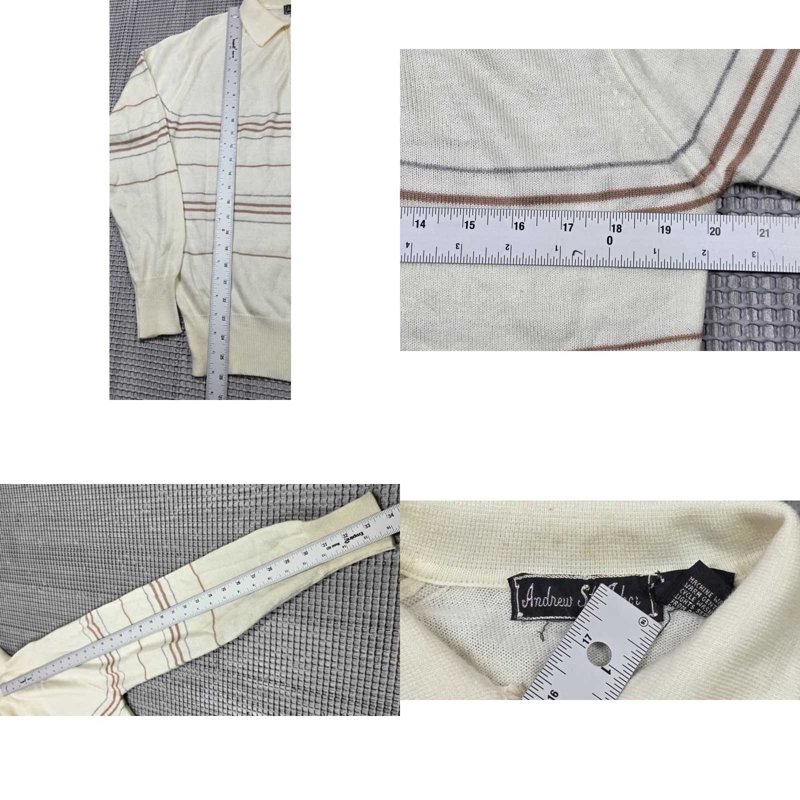 Vintage VINTAGE Andrew St. John Tan Striped Knit Polo Sweater M Loop Collar Shirt Mens Size US M / EU 48-50 / 2 - 8 Thumbnail