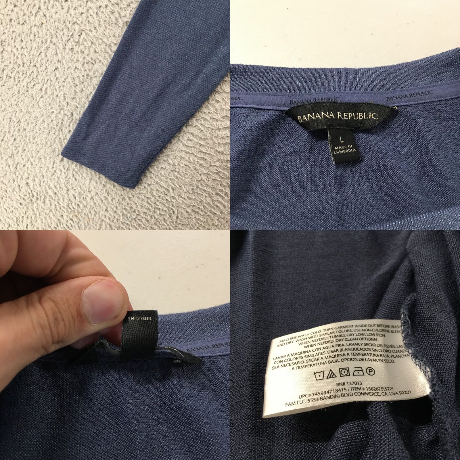 Banana Republic Banana Republic Long Sleeve Tee Top Mens Large Blue Crew Neck Pullover Casual Shirt Size US L / EU 52-54 / 3 - 10 Thumbnail