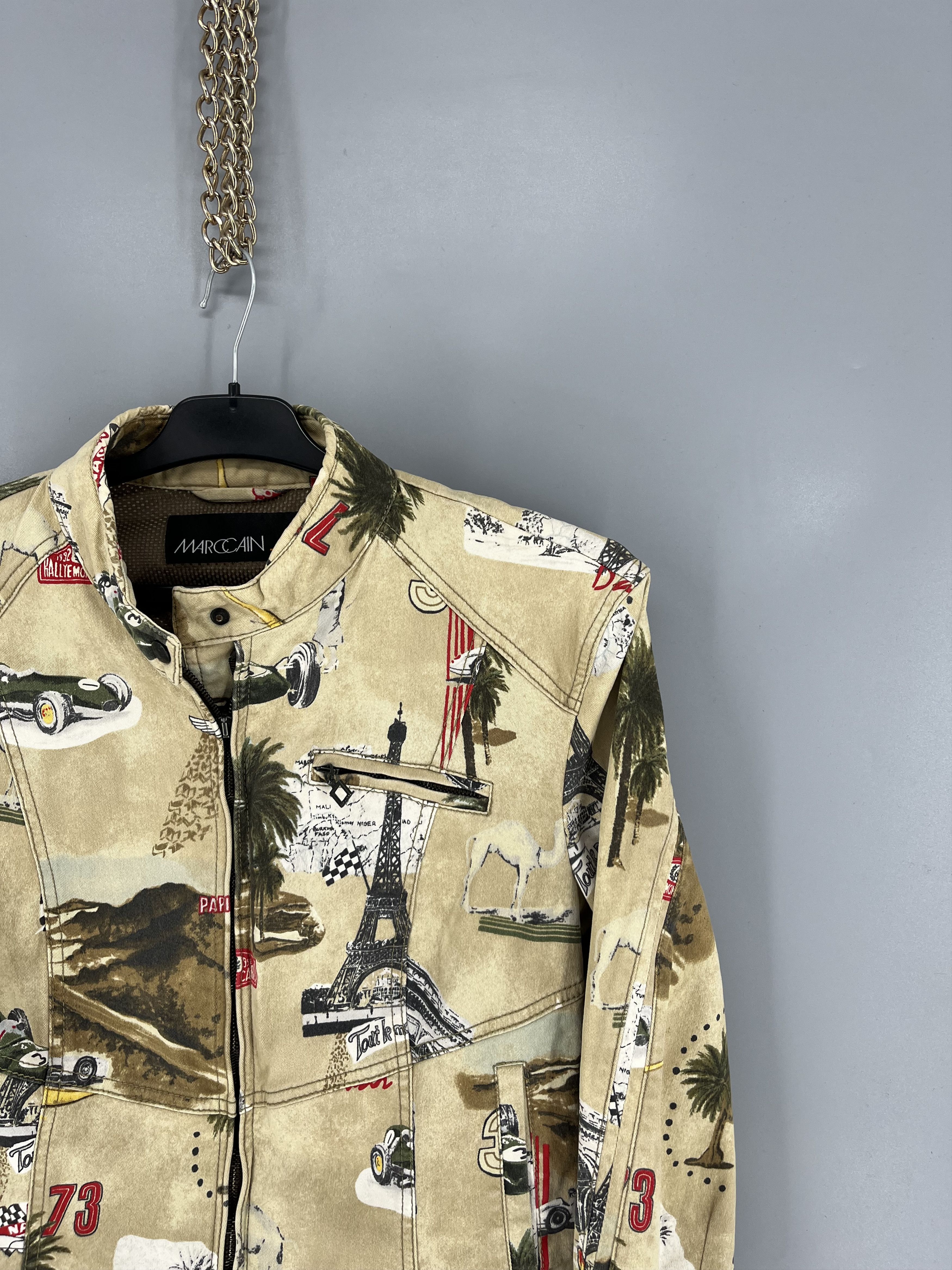 Vintage MARC CAIN Biker Moto Jacket Racing Print Stretch Cotton Size M / US 6-8 / IT 42-44 - 5 Thumbnail