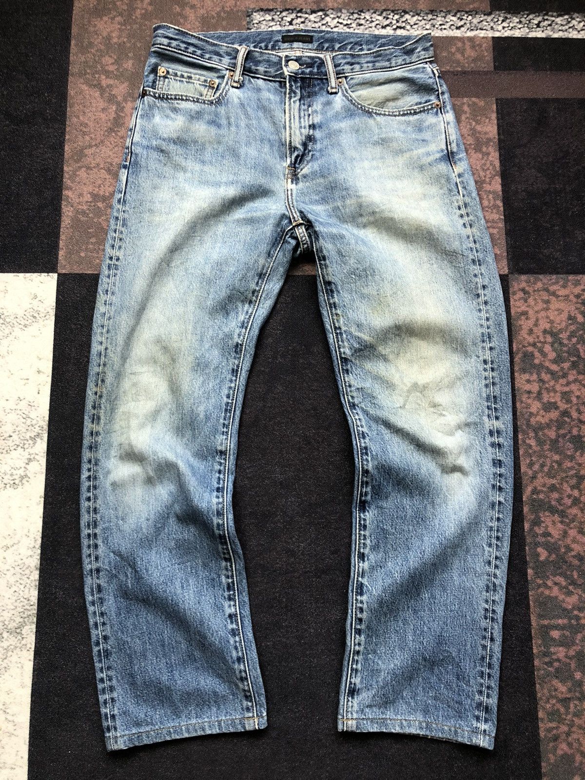 image of Distressed Denim x Uniqlo Size 32X27 Vintage Uniqlo Regular Straight Jeans in Blue, Men's