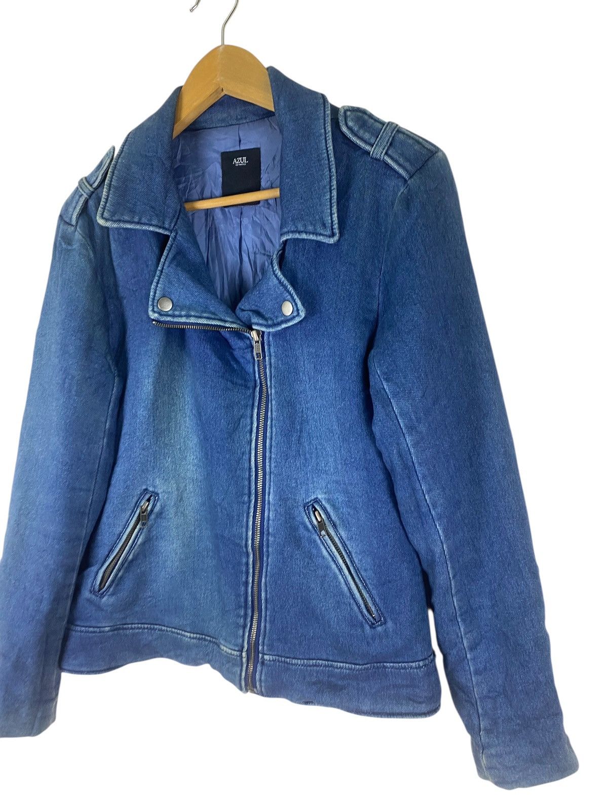 MOUSSY Azul by Moussy Double Colar Zip Indigo Light Jacket Size US M / EU 48-50 / 2 - 3 Thumbnail