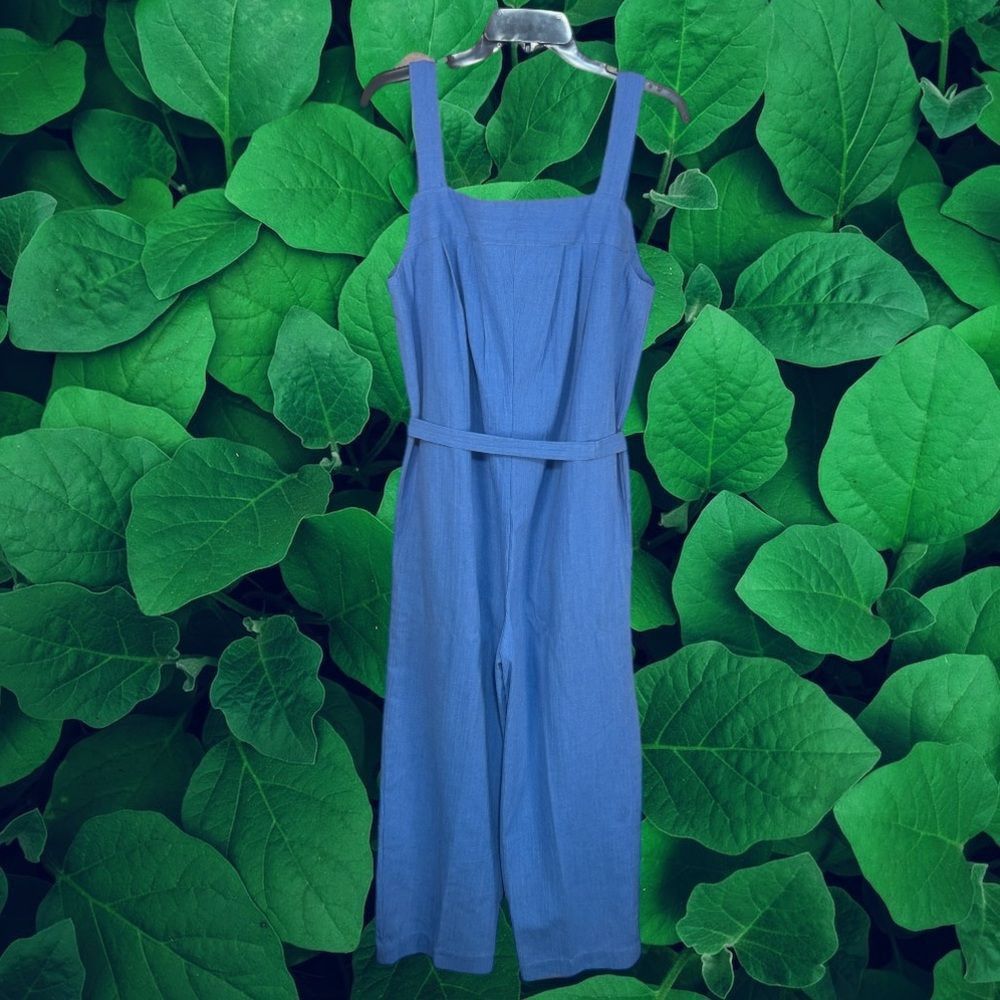 Vintage VTG Blue Linen Blend Jumpsuit Medium Size US 44 / EU 60 - 2 Thumbnail