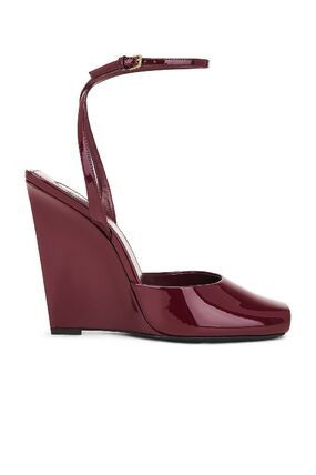 Saint Laurent Paris o1bcso1str0326 Leather Wedge Sandals in Burgundy/Dark Red Size US 8 / IT 38 - 1 Thumbnail