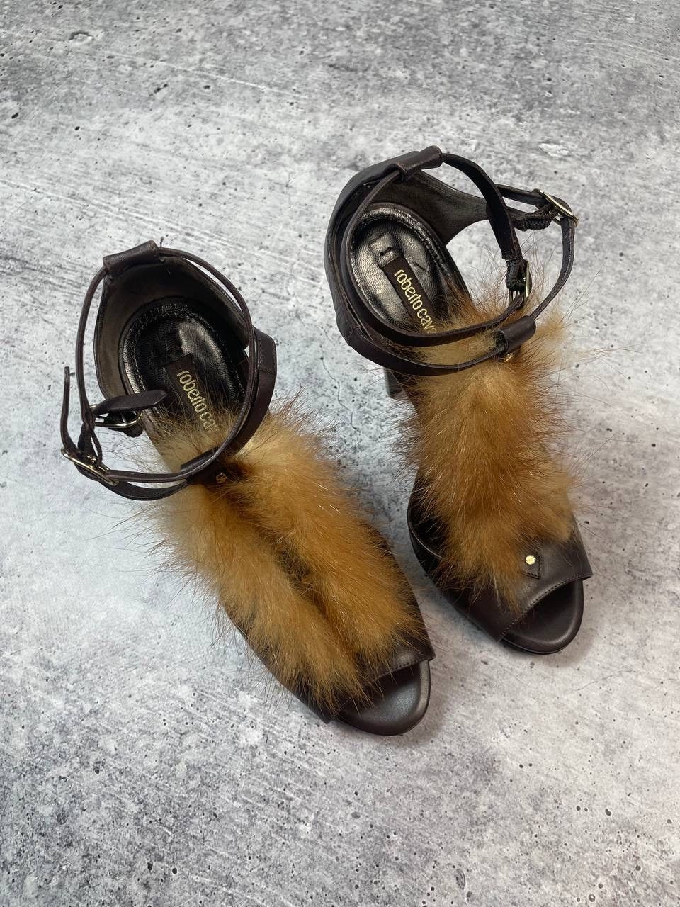 Roberto Cavalli Vintage 00s Roberto Cavalli Fur Brown High Heels Sandal Y2K Size US 8.5 / IT 38.5 - 2 Thumbnail