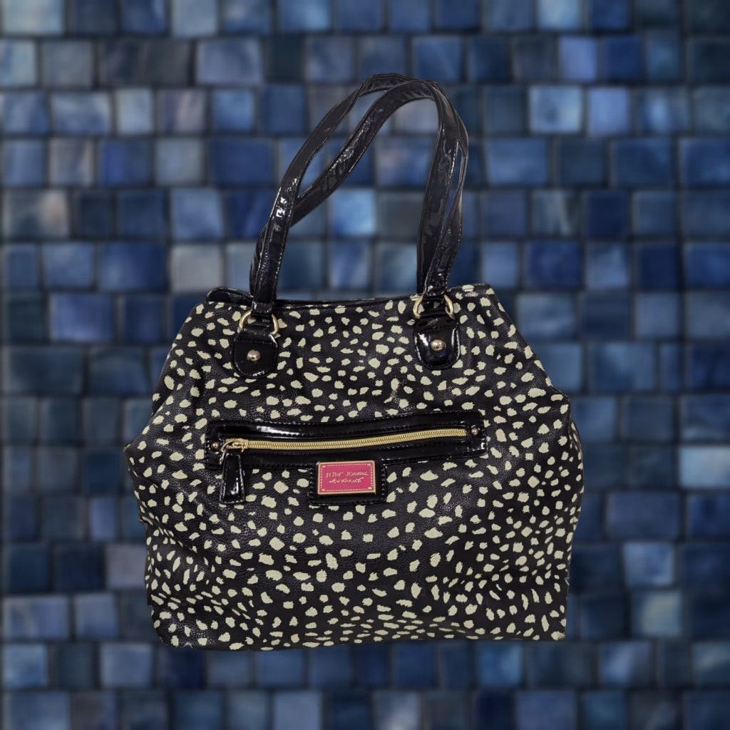 Betsey Johnson VINTAGE Betsey Johnson Bag Leopard Pink Black Handbag Purse Tote Unisex Adults 16in 12in 4in Faux Leather Pink Leopard Pattern Women/Men Size ONE SIZE - 1 Thumbnail