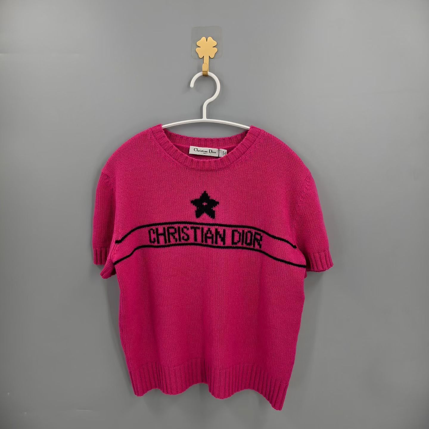 Dior Christian Dior Pink Cashmere Logo Short Sleeve Sweater 40 Size M / US 6-8 / IT 42-44 - 1 Thumbnail