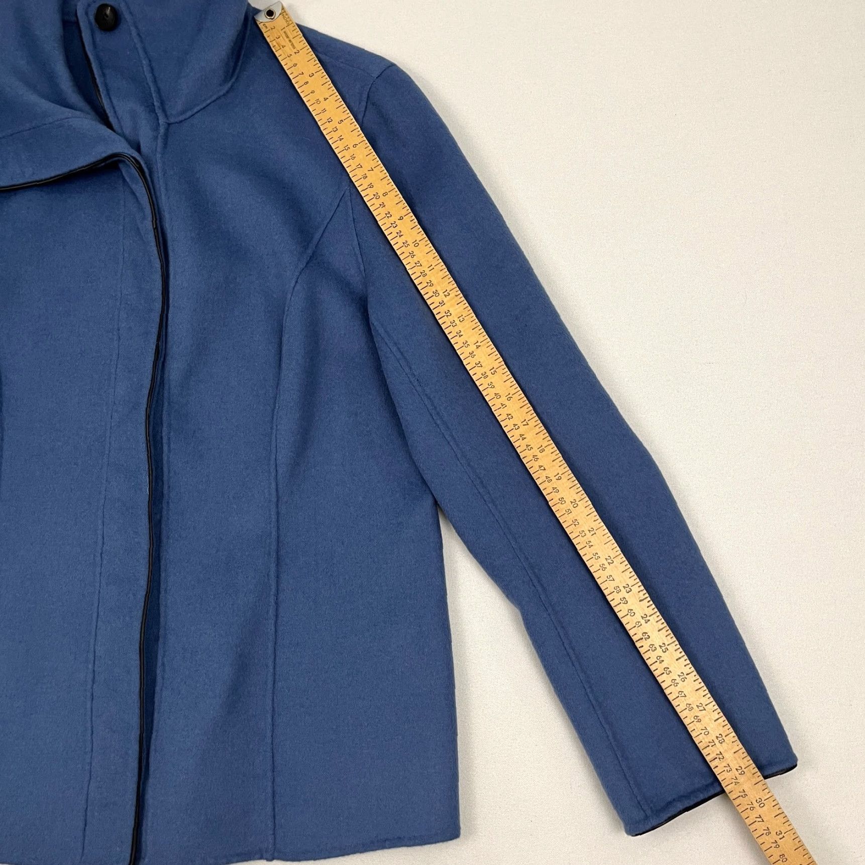 Vintage VINTAGE Lafayette 148 Angora Wool Blazer Jacket Size 16 Blue High Neck Hidden Buttons Size XXL / US 16-18 / IT 52-54 - 5 Thumbnail