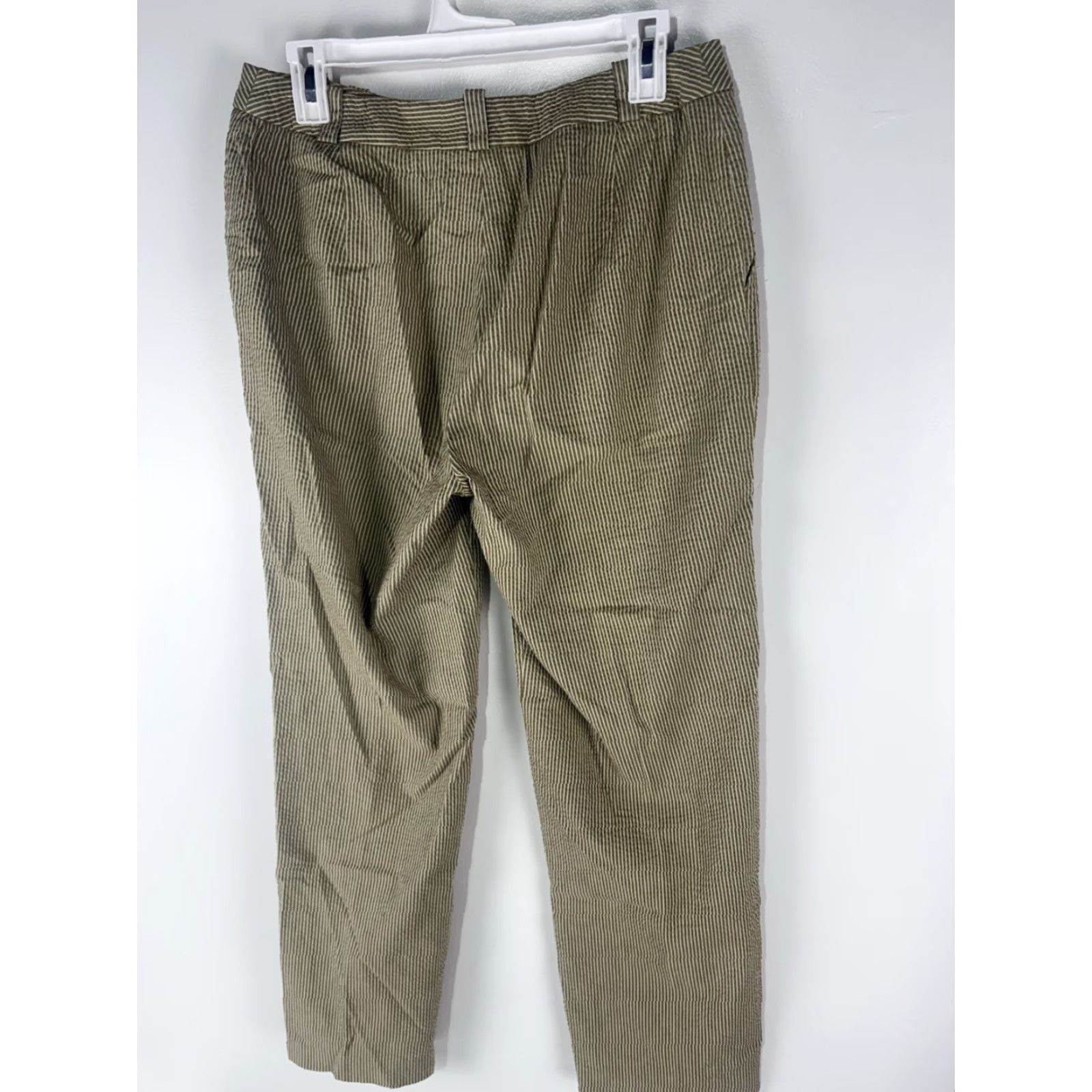 Vintage Harve Benard Women’s Seersucker Dress Pants Size 8 White/Gold City Preppy Fall Winter Straight Fit Size 30" / US 8 / IT 44 - 4 Thumbnail