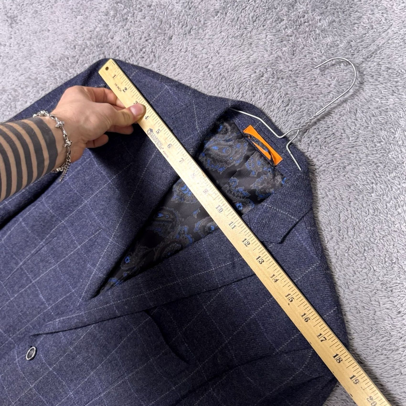 Tallia Tallia Blazer Mens 40R Elbow Patches Windowpane 100% Wool Sport Coat Jacket Blazer Woman Mens? Size 40R - 6 Thumbnail