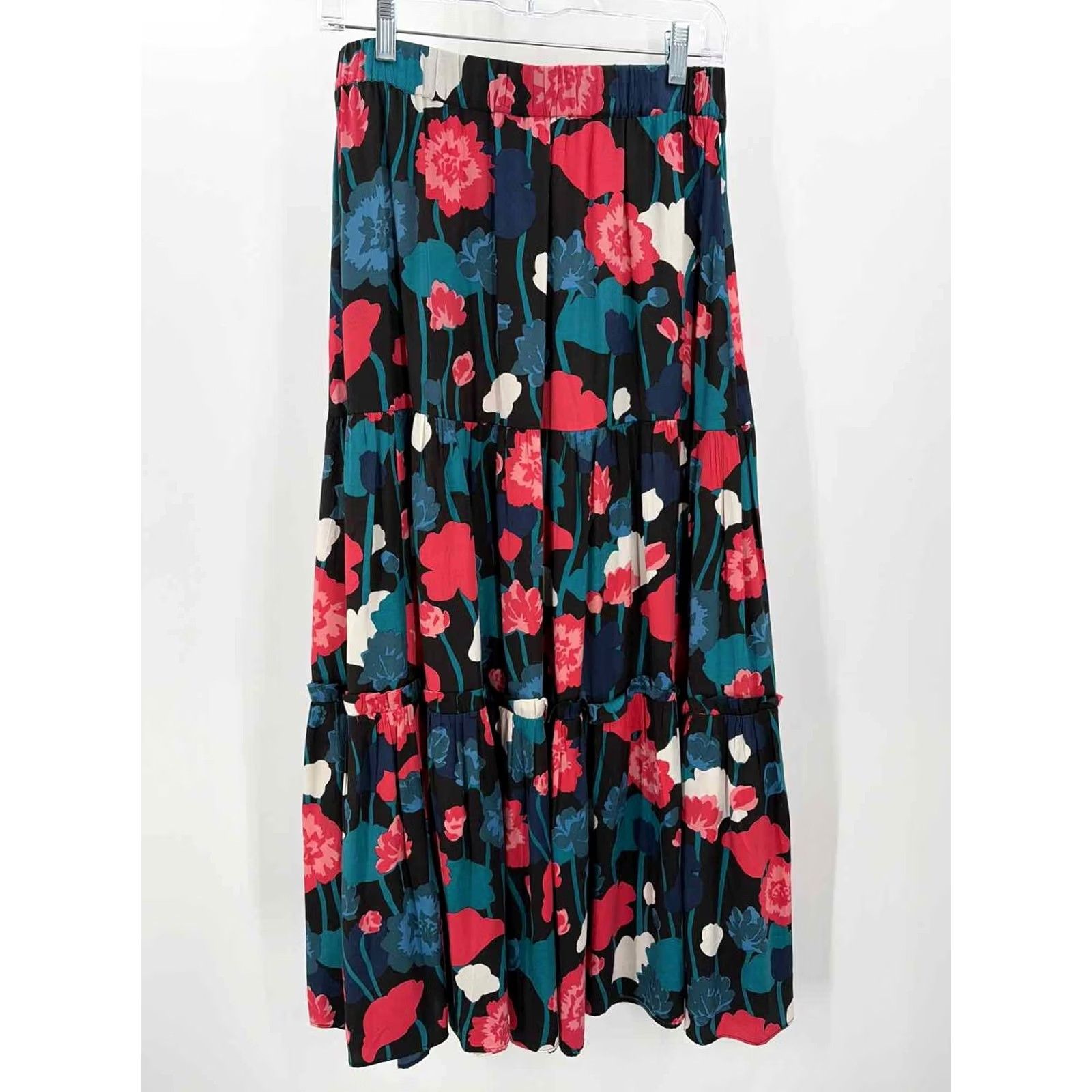 Vintage Pre-Owned Kate Spade Black Size Medium Floral Pull On Maxi Skirt Size 32" / US 10 / IT 46 - 3 Thumbnail