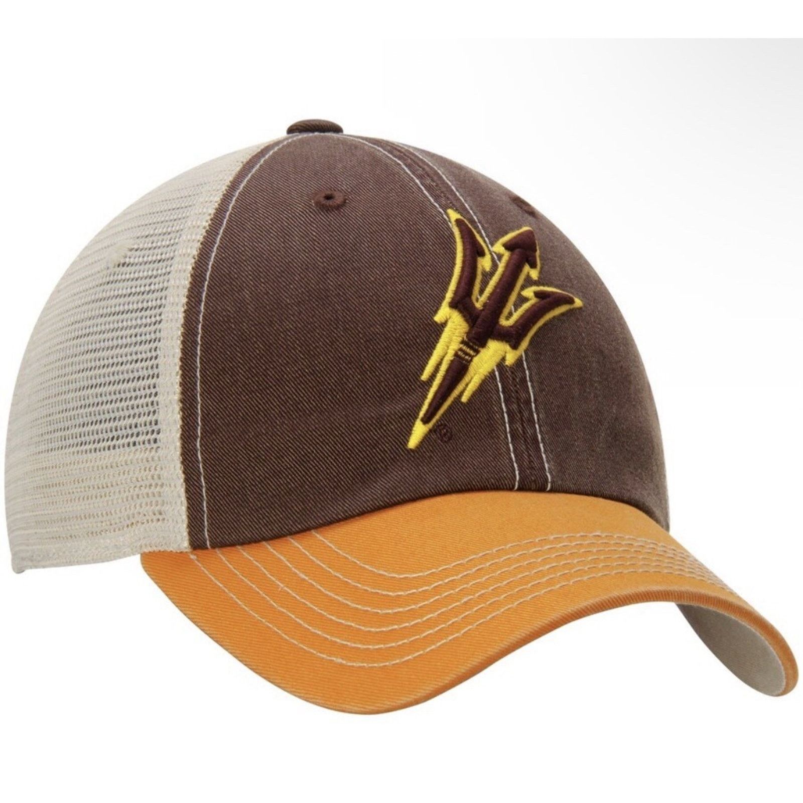0 Arizona State Sun Devils Trucker Hat Brown Orange Adj Mesh Size ONE SIZE - 4 Thumbnail