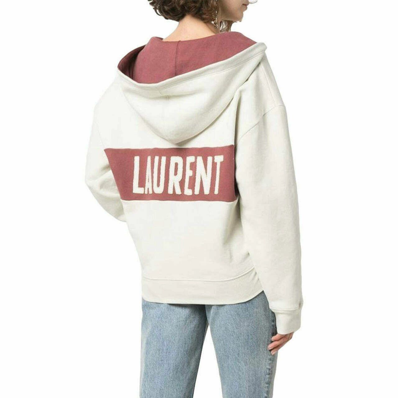 Saint Laurent Paris o1s1wg111124 Laced Hoodie in Dirty Creme Bordeaux Size XS / US 0-2 / IT 36-38 - 4 Thumbnail